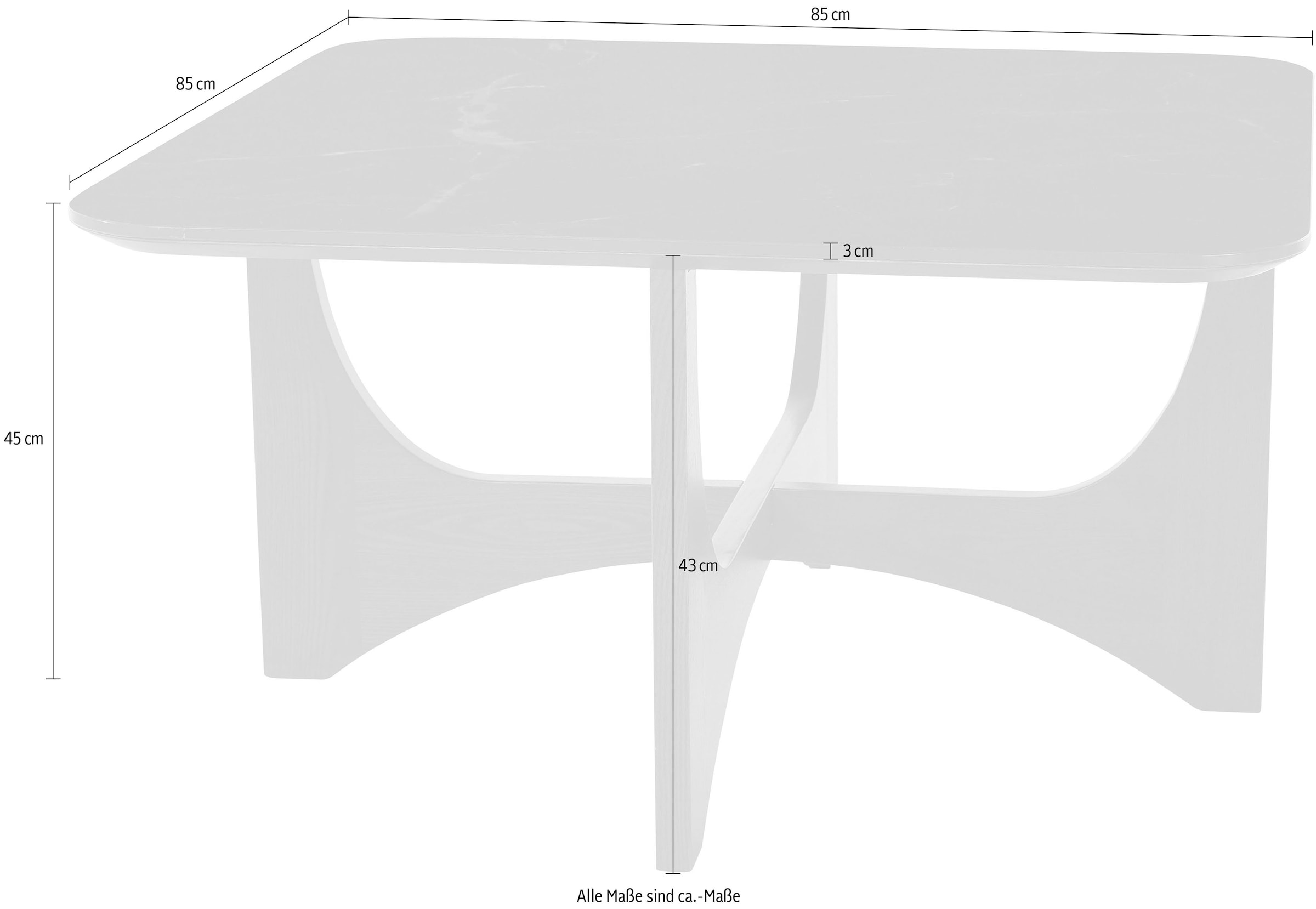 LeGer Home by Lena Gercke Table basse »Kirella« 1 cuis tlg. mit Marmor-Optik und massivem Eschenholz-Kreuzfuss, Breite 85 cm