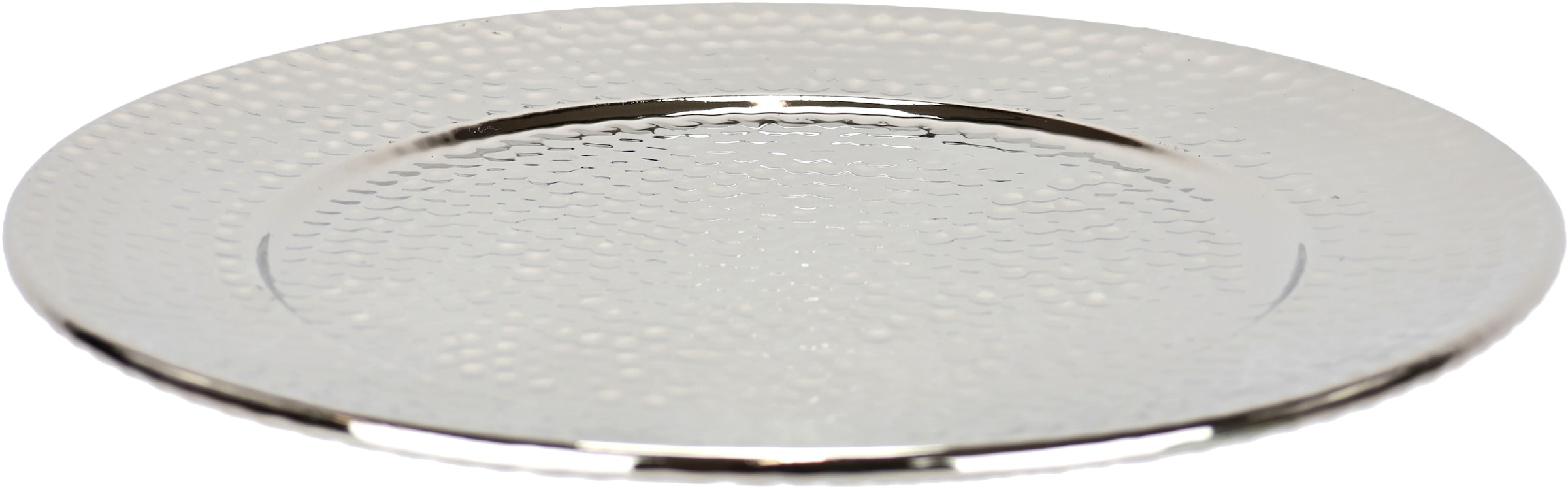 I.GE.A. Dekotablett "Keramik-Schale" Dekoschale silber Tablett Weihnachtsdeko Deko Advents-Tablett rund