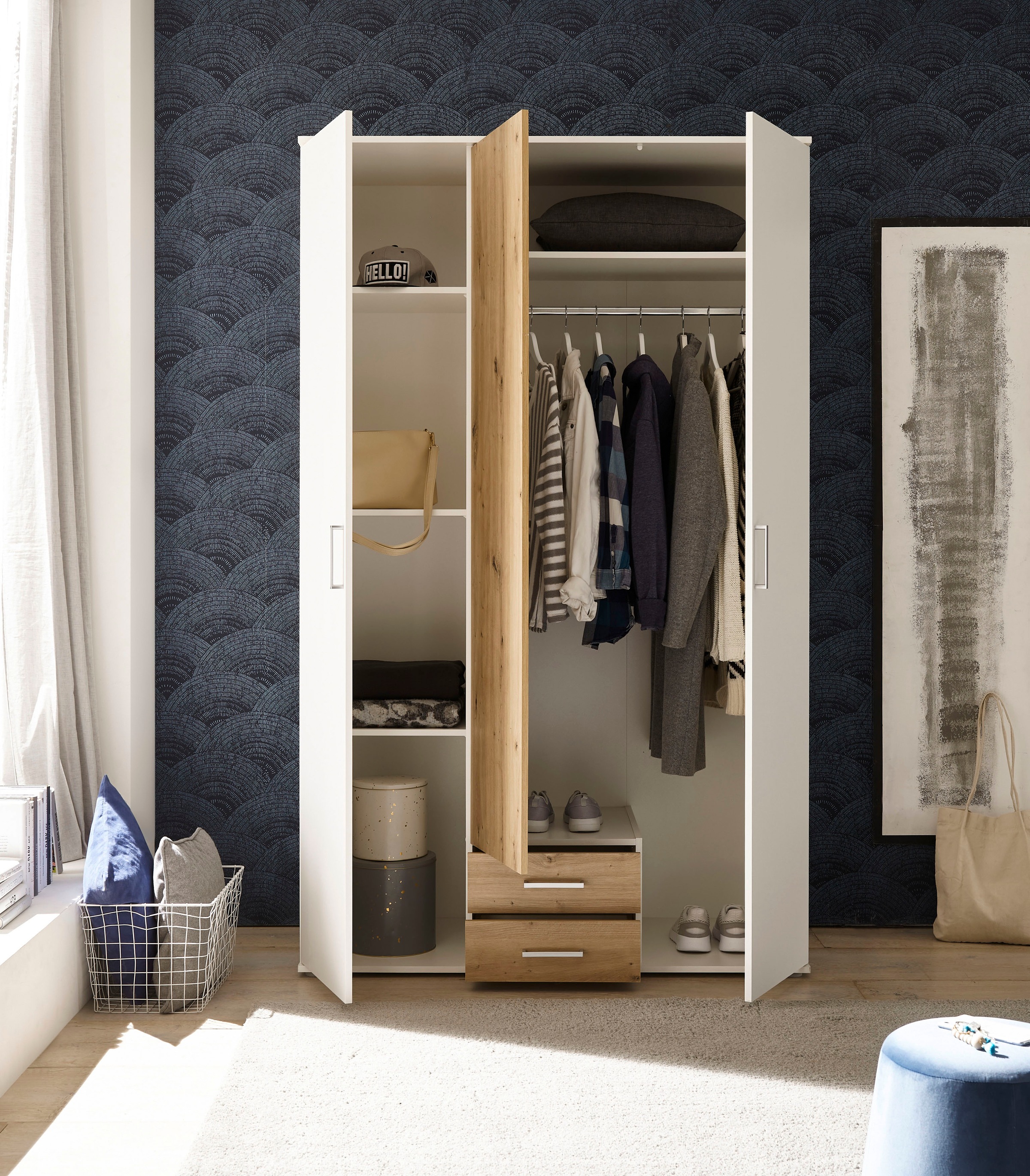 Schlafkontor Armoires à vêtements »Marburg Bestseller Schrank Garderobe mit Schubladen« Schlafzimmerschrank in Top Qualität , in 2 Breiten