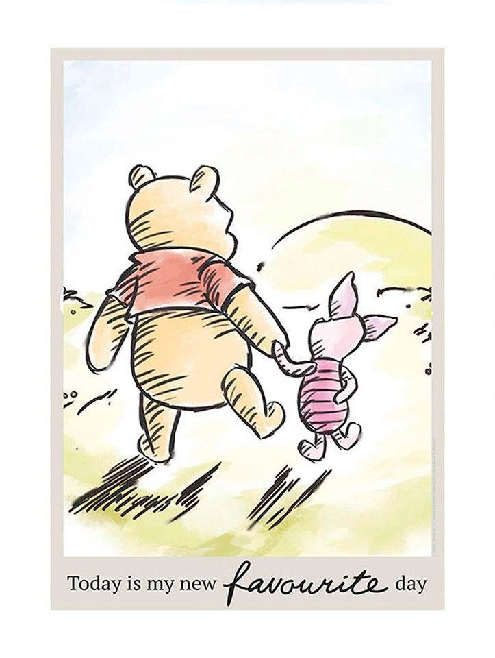 Image of Komar Bild "Winnie the Pooh Today" Disney 1 Stk. tlg. Wandbild zur Dekoration im Kinderzimmer - ohne Rahmen