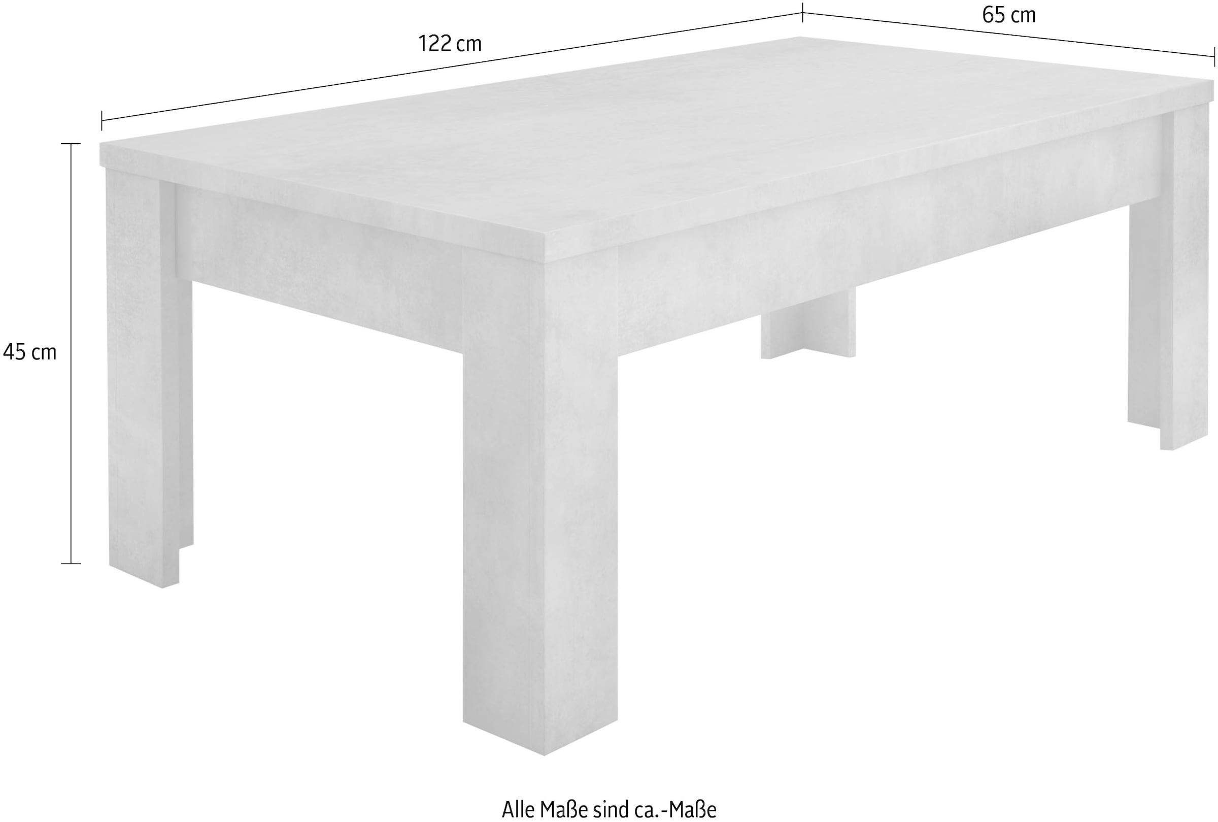INOSIGN Couchtisch »Dama 122 x 65 cm, Wohnzimmertisch mit Winkelfuss«, Sofatisch, rechteckig, Tischplattenstärke 22 mm