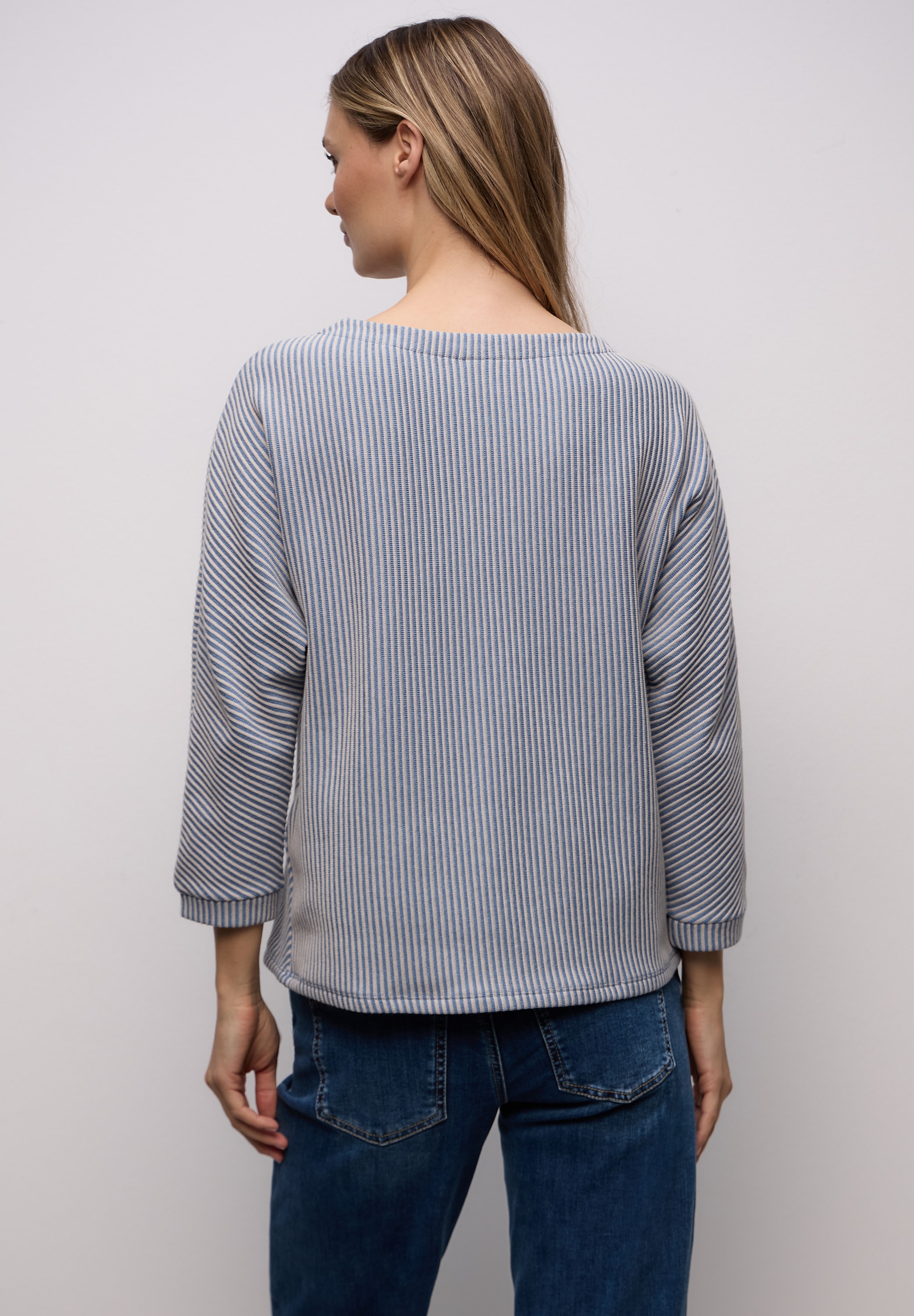 STREET ONE Strickpullover 3/4-Arm mit Two-Tone-Effekt und feinem Strukturmuster