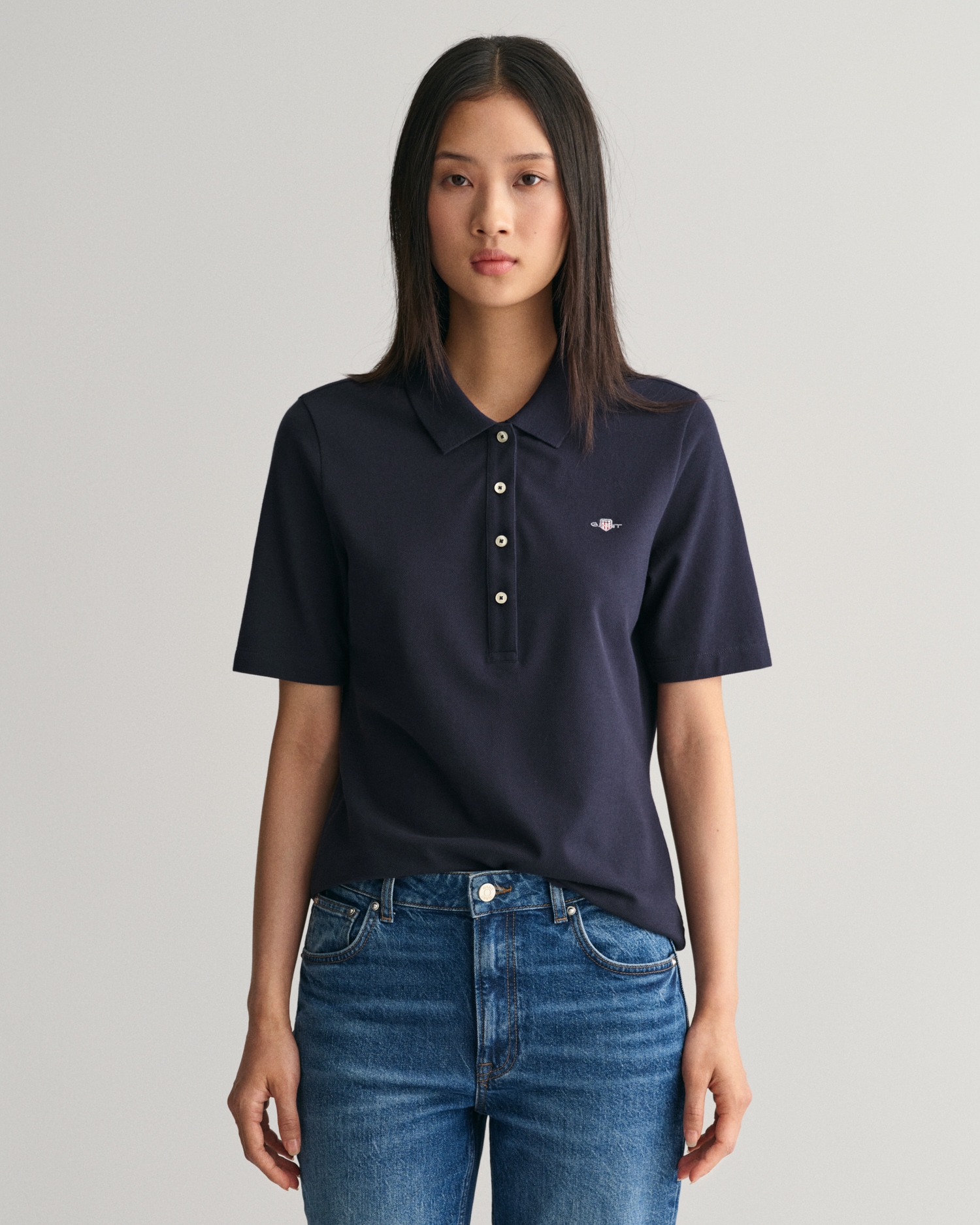 Image of Gant Poloshirt "SLIM SHIELD KA PIQUE POLO" mit grafischer Logostickerei auf der Brust