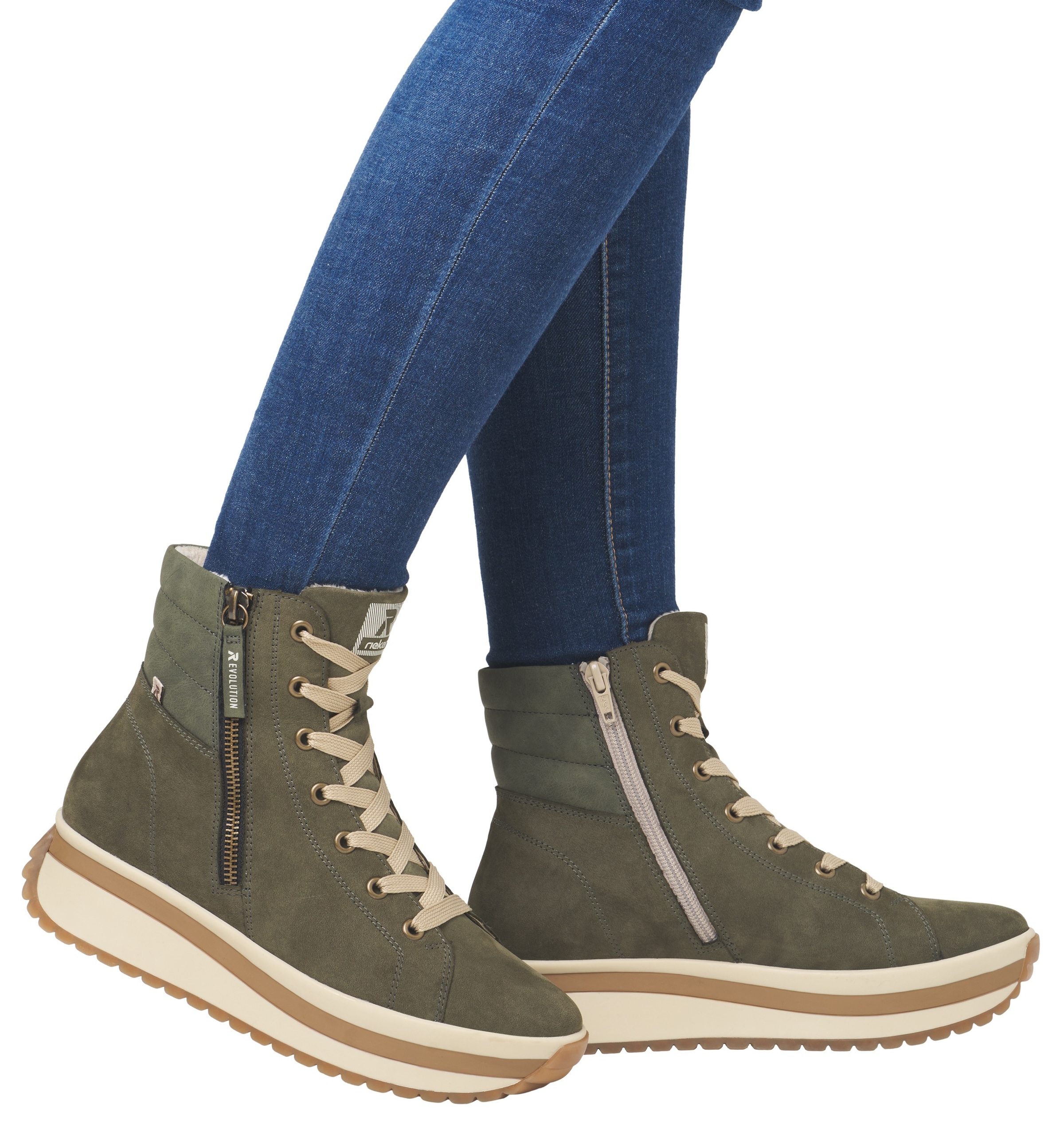 Rieker EVOLUTION Schnürboots, Plateaustiefelette, High Top Sneaker mit zwei Reissverschlüsse