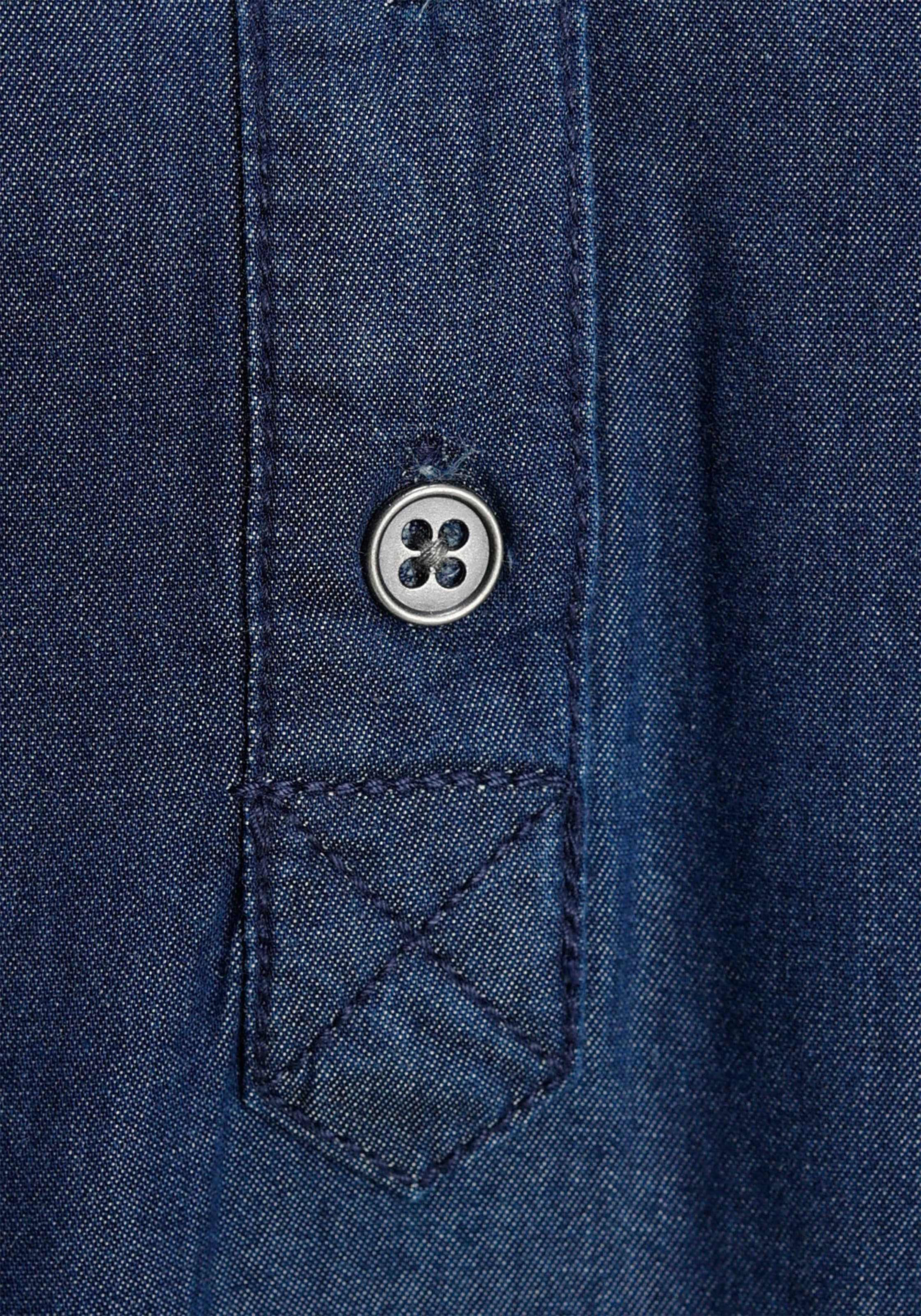Arizona Jeansbluse »Krempelärmel mit Riegel«, im Tunikastil