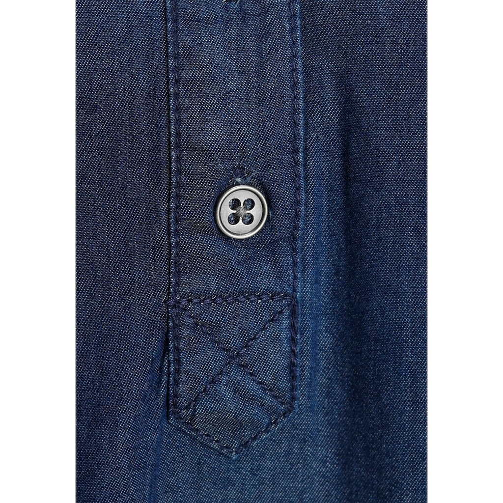 Arizona Jeansbluse »Krempelärmel mit Riegel«, im Tunikastil