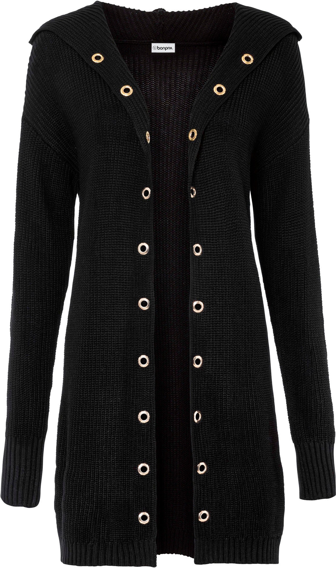 bonprix Cardigan long »Longstrickjacke mit Kapuze« schmale Passform, mit Kapuze, eleganter Stil