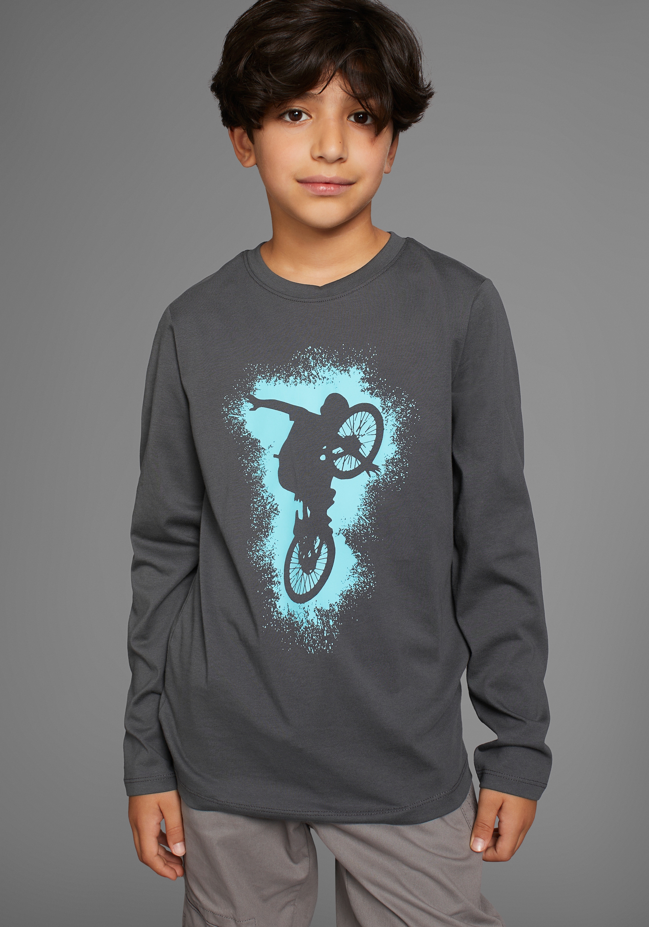 KIDSWORLD Langarmshirt »BIKER«, lässiger Druck für Jungen