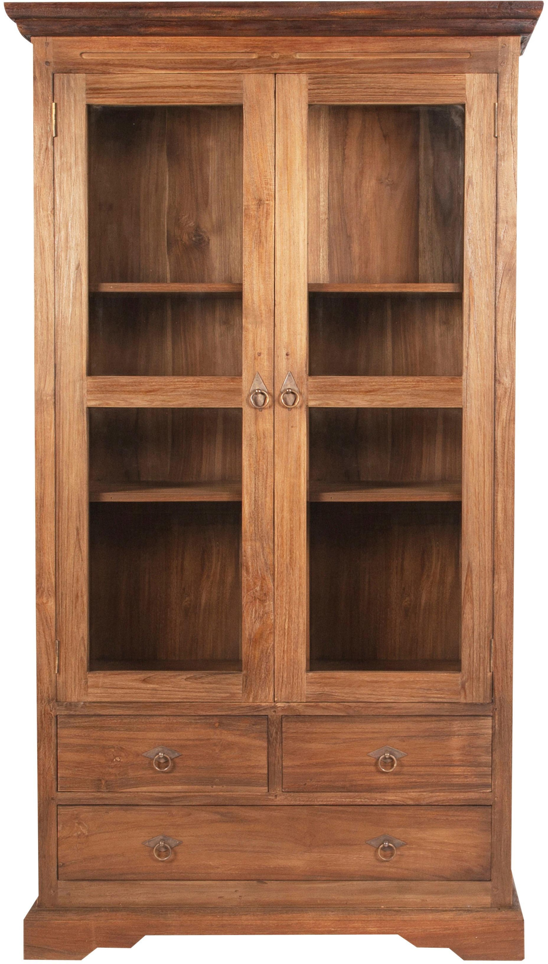 SIT Vitrine »Tartu aus recyceltem Teakholz mit 2 Türen & 3 Schubladen« Massivholz Vitrine mit Glastüren & vielseitigem Stauraum