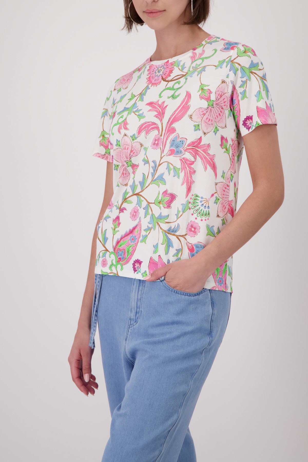 Monari Shirt à col rond »Shirt Blumendruck allover« avec imprimé floral