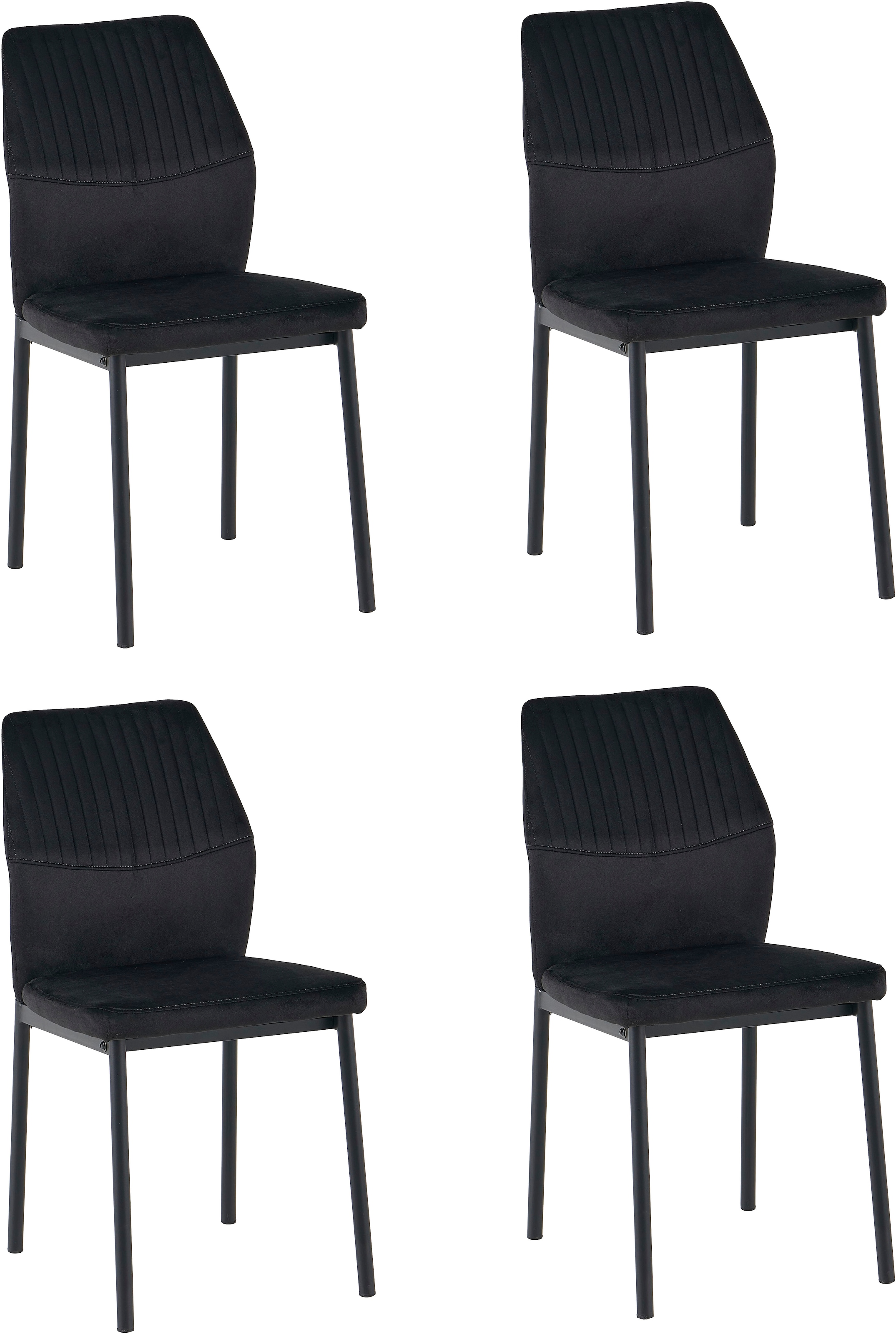 Image of GOODproduct Esszimmerstuhl "Nora, 4er-Set" (Set) 4 Stk.moderne Samtstühle mit Kontrastnähten und schwarzem Metallgestell