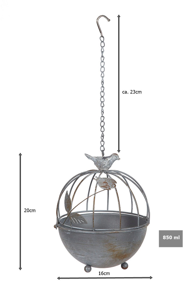 Ambiente Haus Vogeltränke »Vogelbad zum hängen aus Metall - Käfig«, (1 St.)