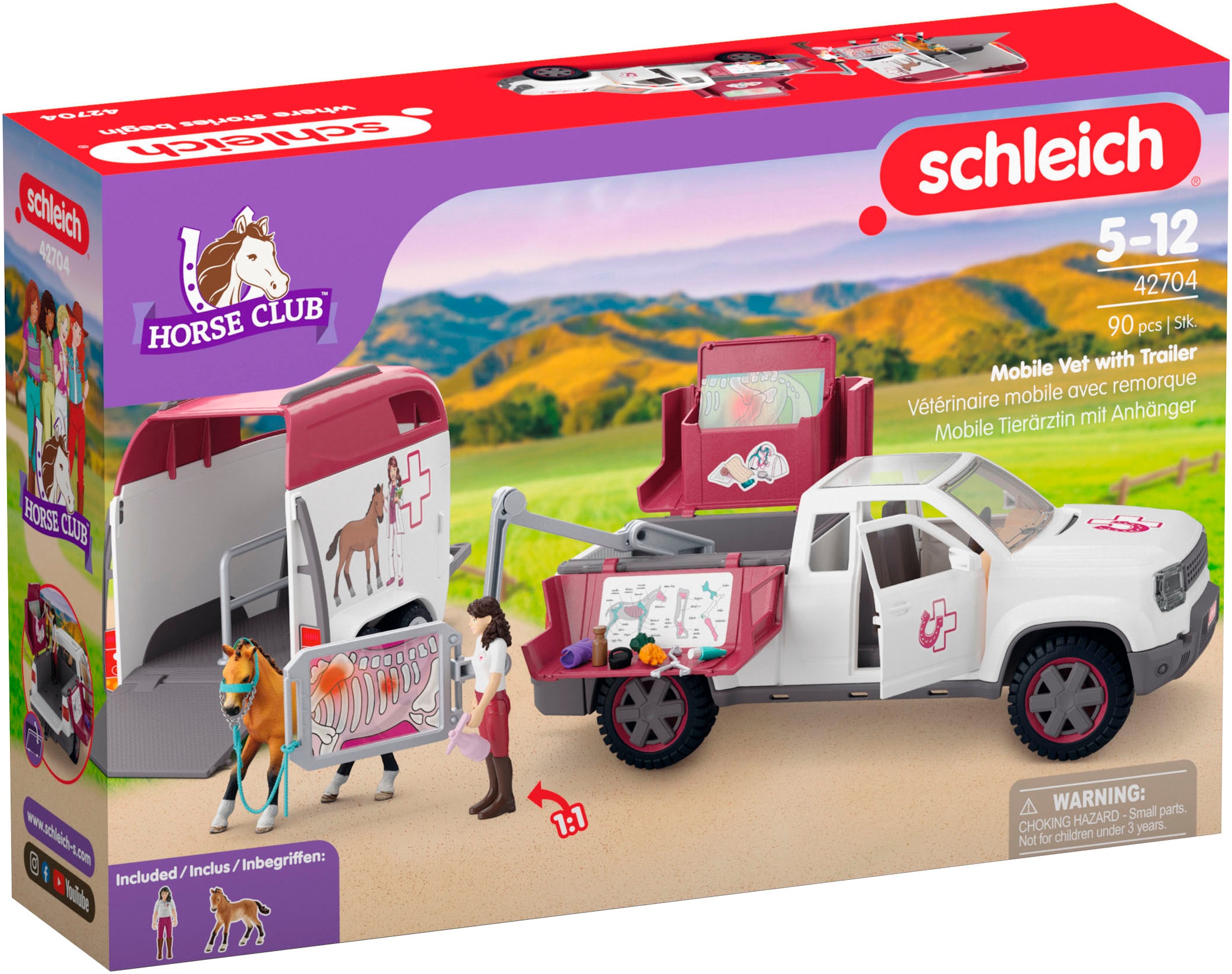 Schleich® Voiture-jouet »HORSE CLUB, Mobile Tierärztin mit Anhänger (42704)« Made in Europe