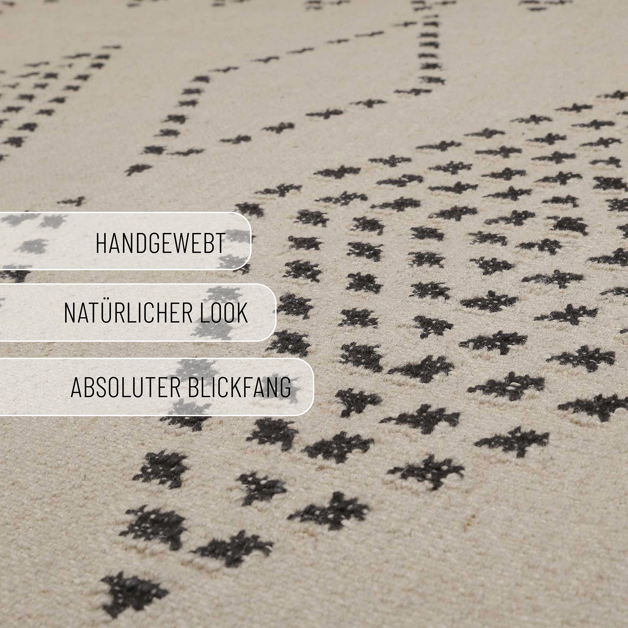 Green Looop Wollteppich »Belmont« rechteckig 5 mm Höhe Fransen, Kelim, handgewebt, Natur, Wohnzimmer, Schlafzimmer, Raute