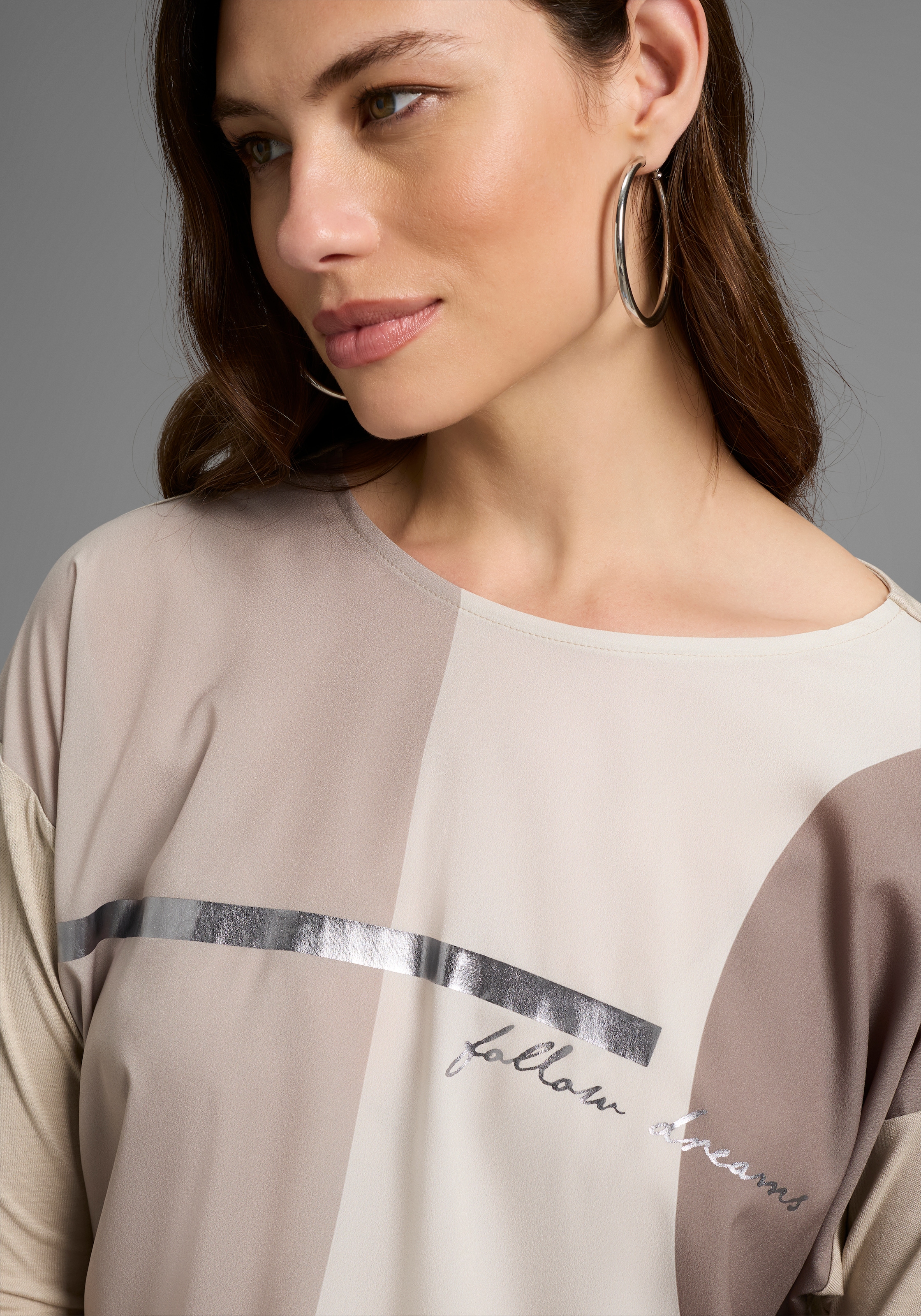 Laura Scott Shirtbluse, im Materialmix mit Folienprint - NEUE FARBEN