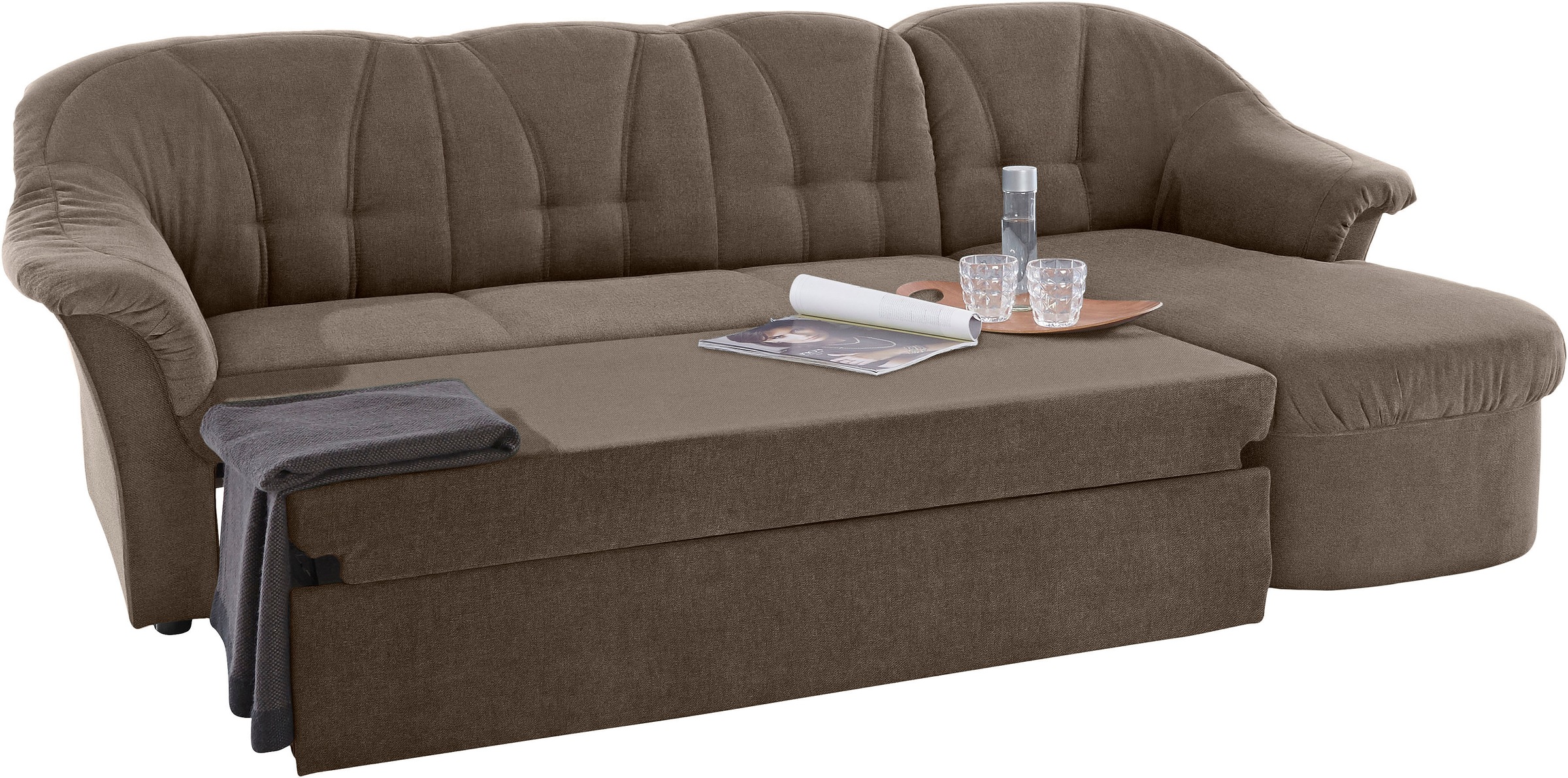 DOMO collection Ecksofa »Pegnitz, elegante Rückensteppung, komfortabel, L-Form«, wahlweise mit Bettfunktion