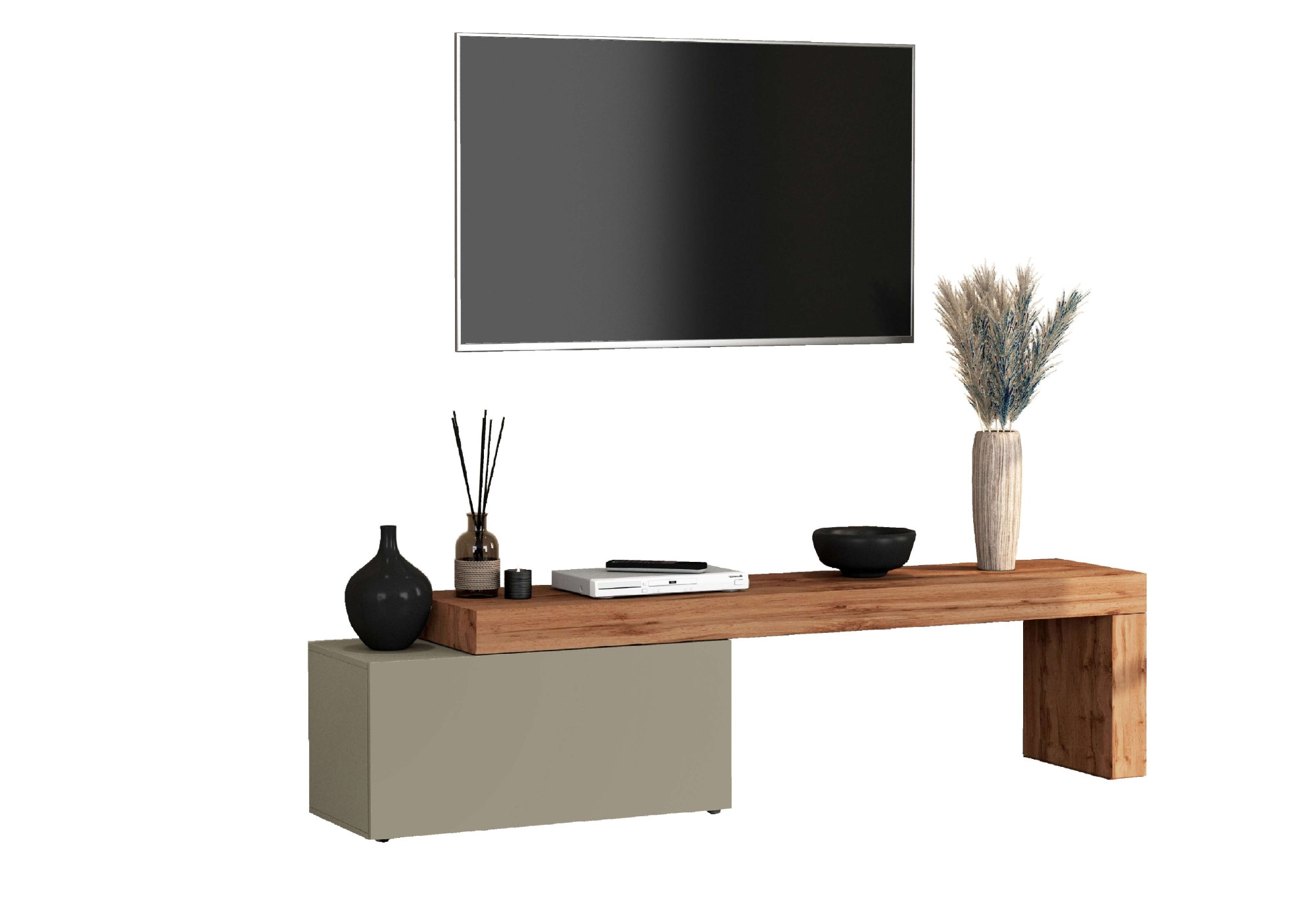 INOSIGN Lowboard »Chronos TV-Board, TV-Schrank«, (1 St., Breite verstellbar von 180 bis 260 cm), Breite 220 cm TV-Board,Lowboard,1 Klappe und ein L-Förmiger Aufsatz