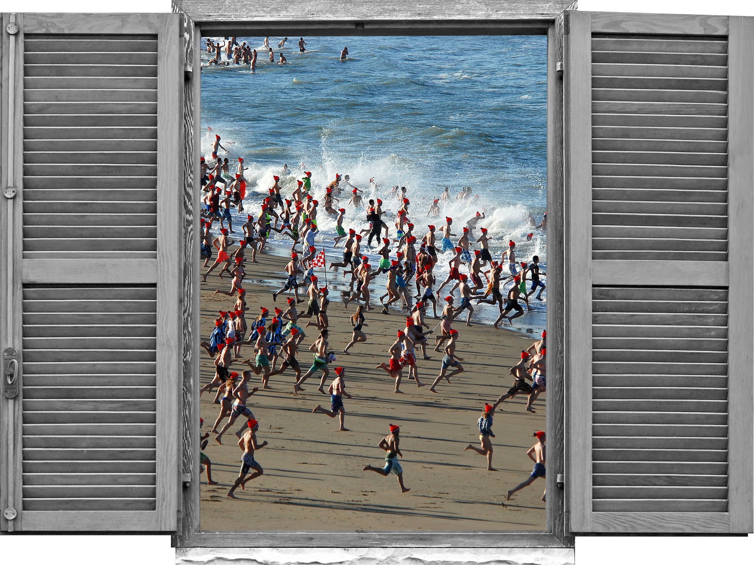 Image of queence Wandtattoo "Menschen auf dem Weg ins" Wandsticker, Wandbild, selbstklebend, 3D, Fenster