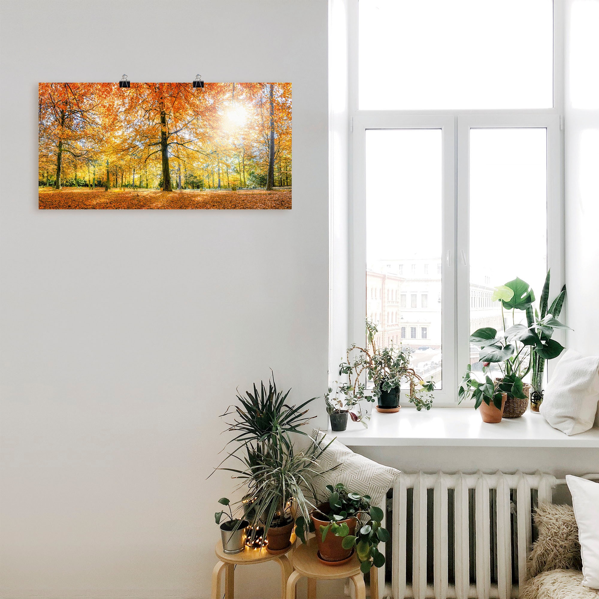 Artland Poster »Herbstwald Panorama«, Wald, (1 St.), als Alubild, Leinwandbild, Wandaufkleber oder Poster in versch. Grössen