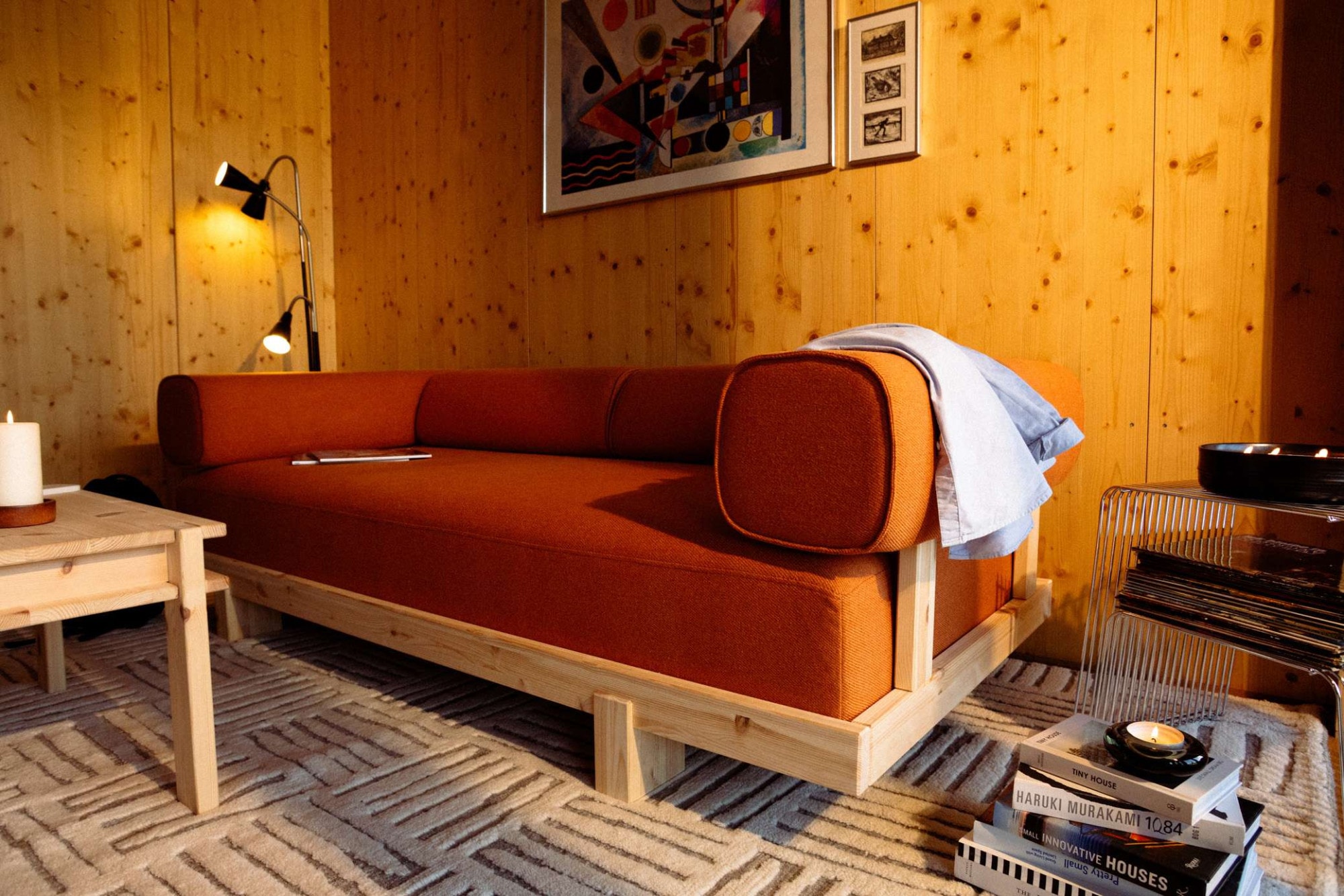 Karup Design Canapé-lit »Stay Sofa Bed, mit Bettfunktion & Boxspring, 3 Sitzer aus Massivholz« Boxspring-Matratze mit Sprungfedern, 90 x 200 cm, Made in Europe