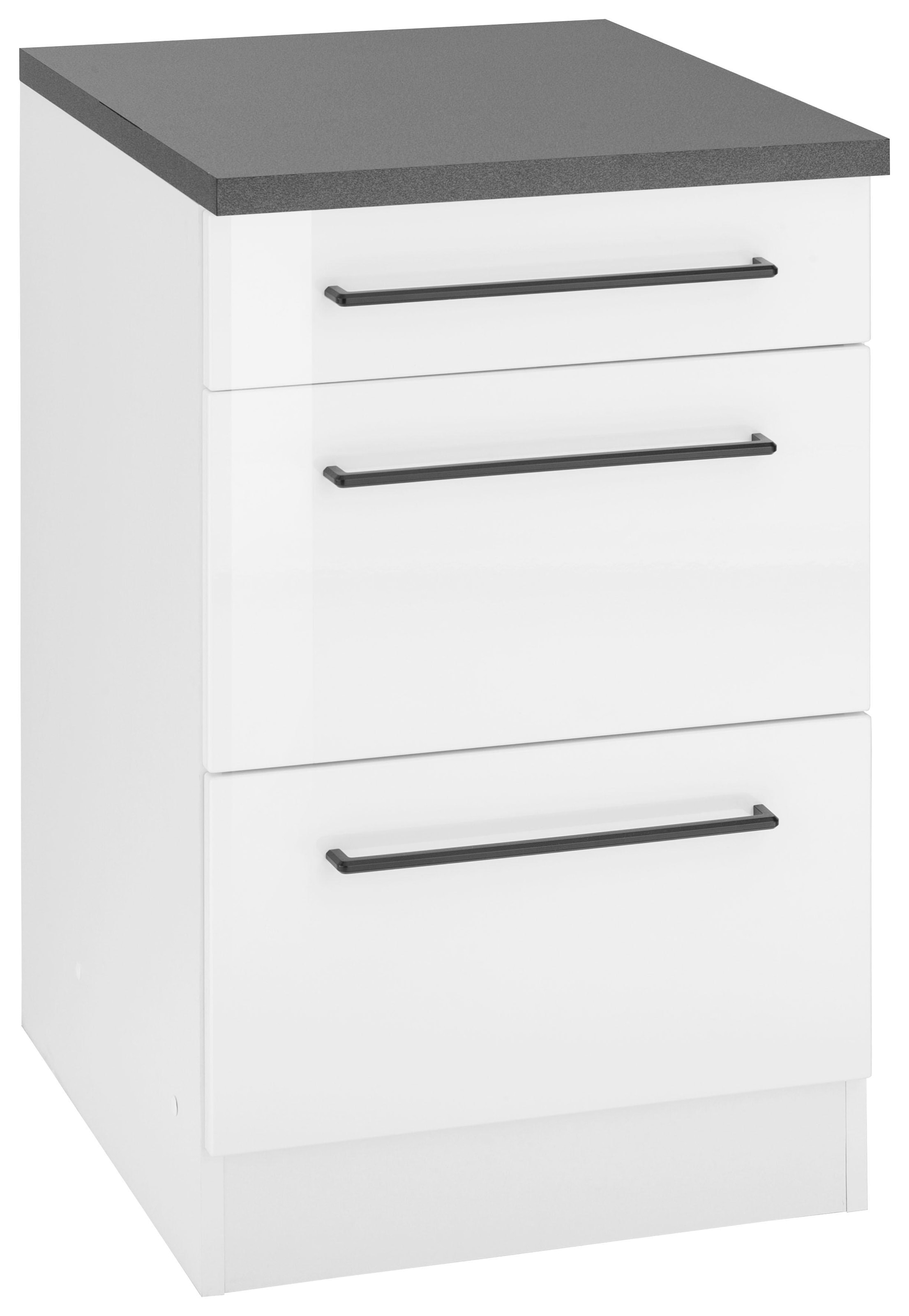 Image of KOCHSTATION Unterschrank "KS-Tulsa" 50 cm breit, 1 Schubkasten, 2 grosse Auszüge, Metallgriff, MDF Front