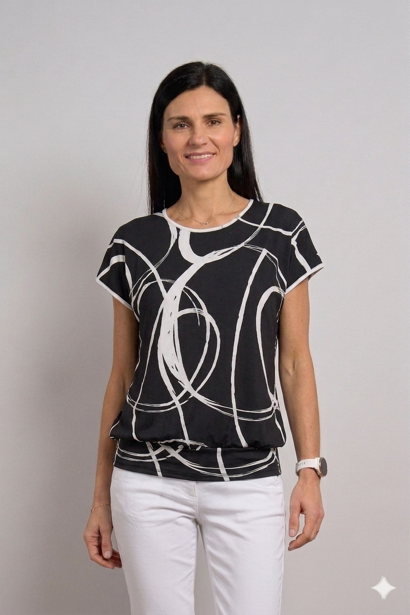 Seidel Moden Kurzarmshirt mit grafischem Muster - Rundhals  - MADE IN GERMANY