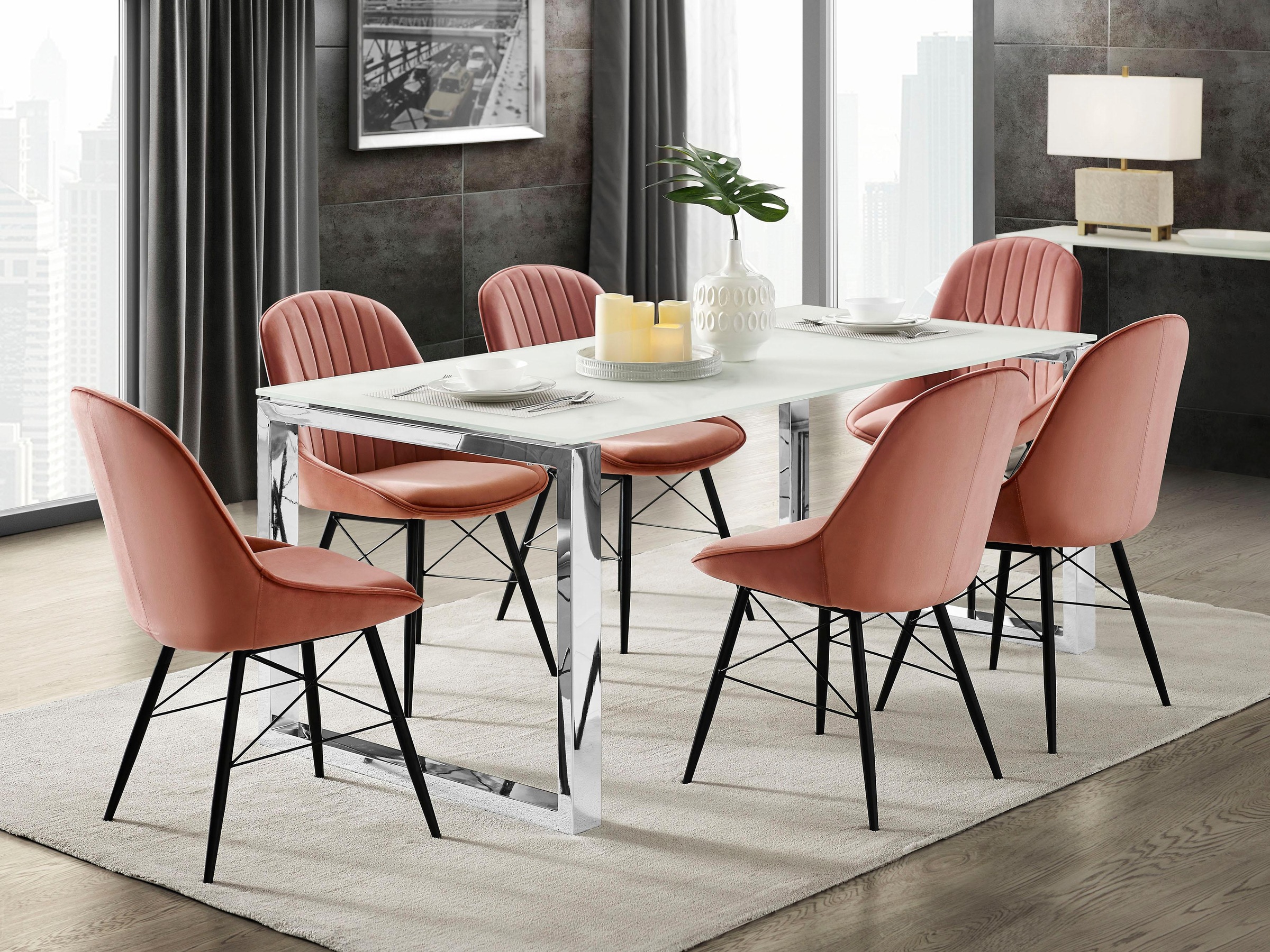 Image of Leonique Esstisch »Colmar«, edles Chromgestell mit fest montierter Glasplatte, in modernem Design bei Ackermann Versand Schweiz