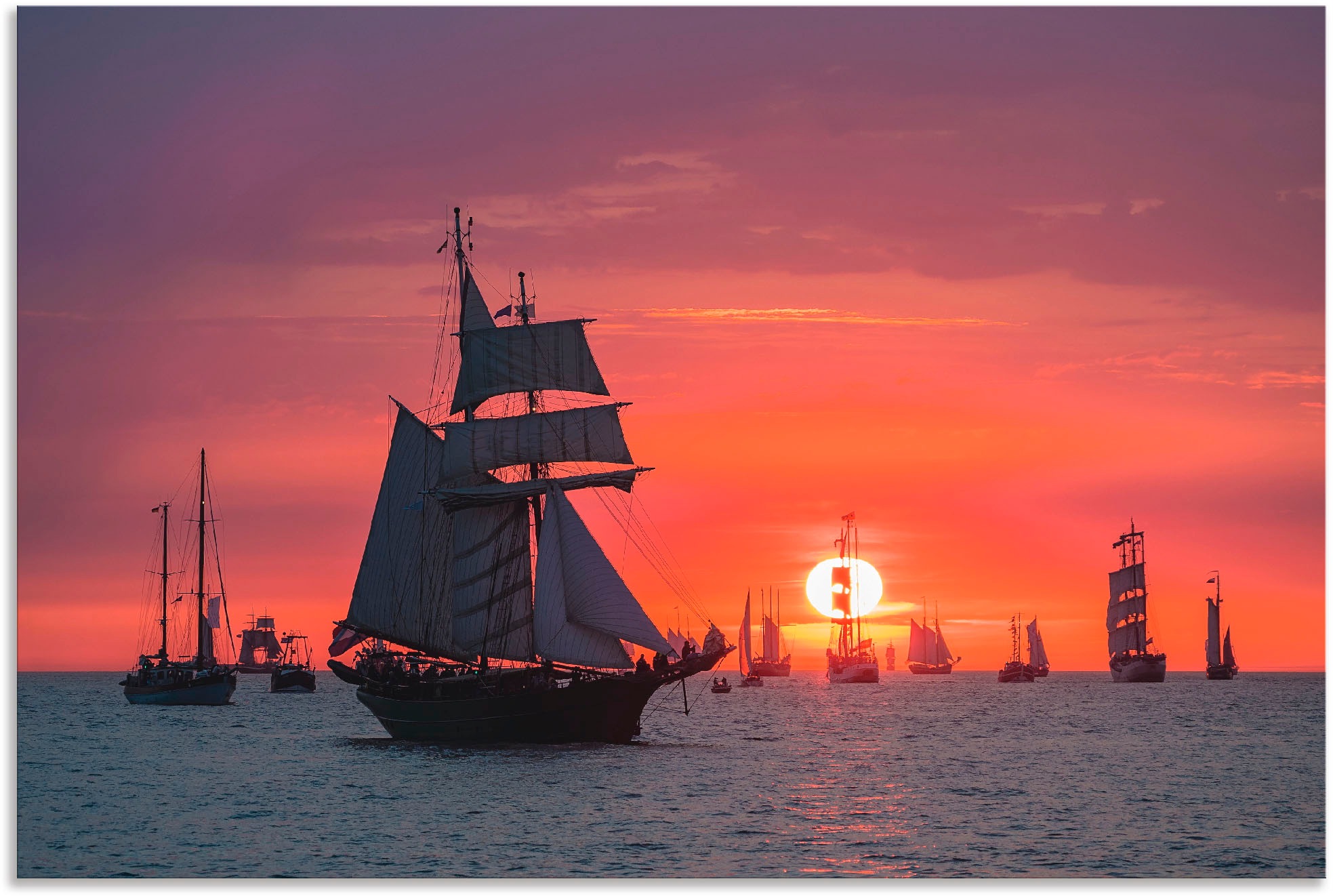 Image of Artland Wandbild »Segelschiffe Hanse Sail in Rostock«, Boote & Schiffe, (1 St.), in vielen Grössen & Produktarten - Alubild / Outdoorbild für den Aussenbereich, Leinwandbild, Poster, Wandaufkleber / Wandtattoo auch für Badezimmer geeignet bei Ackermann Ve