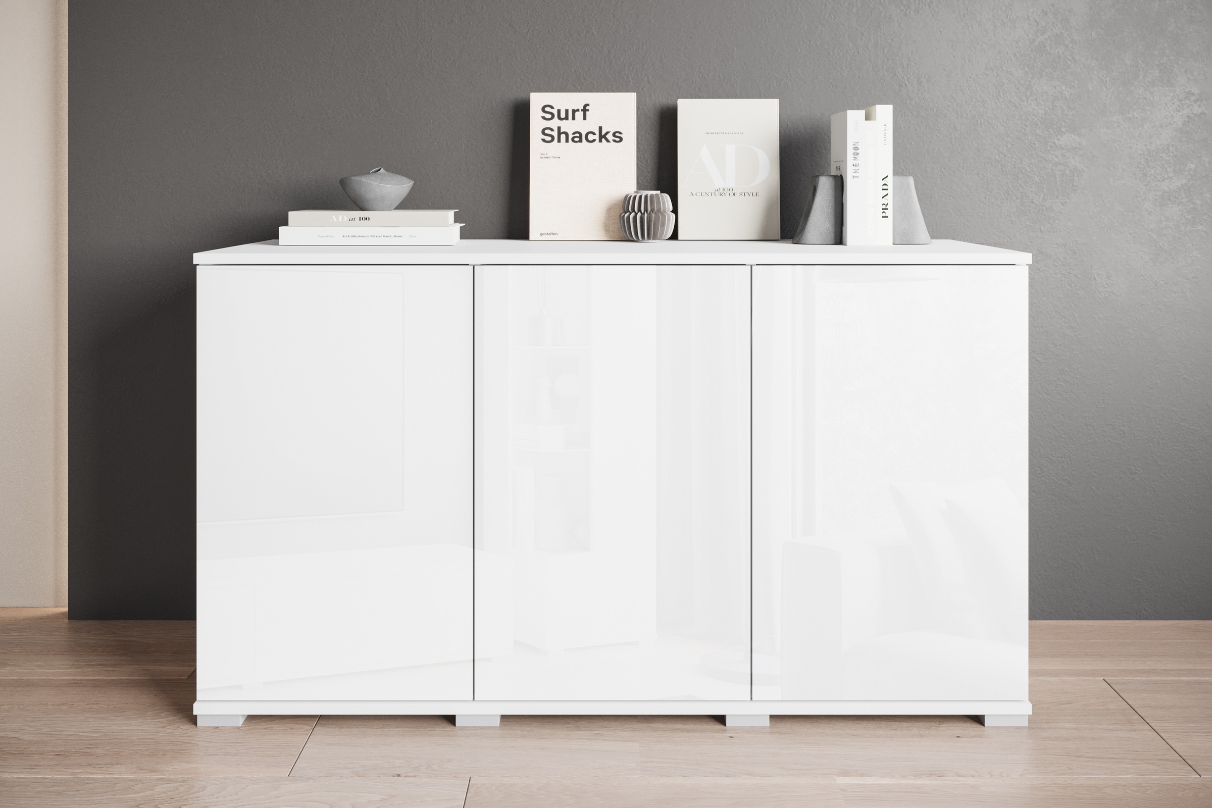 Image of GOODproduct Sideboard "Kenia, moderne grifflose Kommode mit 3 Türen, Breite 120 cm" 1 Stk. tlg. Push-to-Open-Fronten, höhenverstellbaren Einlegeböden