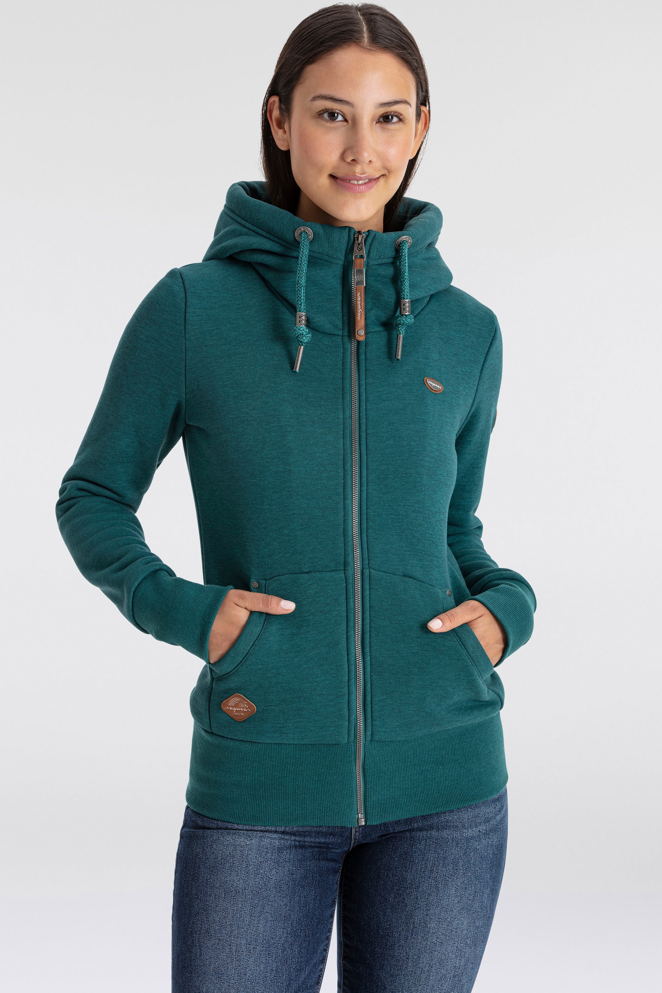 Image of Ragwear Sweatjacke "NESKA ZIP O" figurbetont in melierter Optik und mit grosser Kapuze