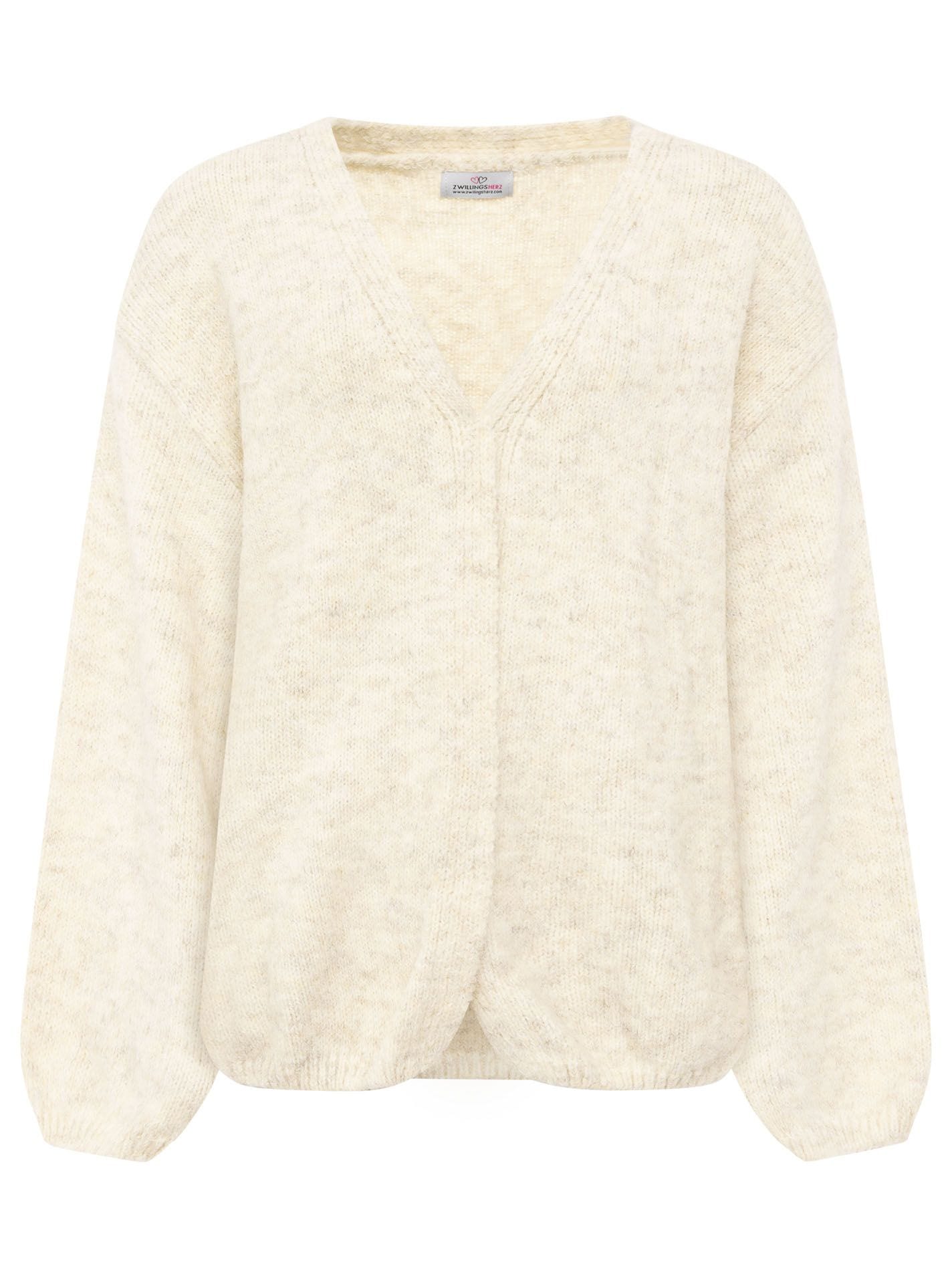 Zwillingsherz Strickjacke offen, ohne Verschluss,  mit Wollanteil