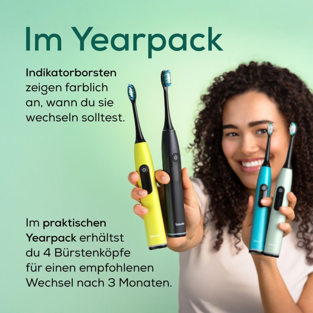 BEURER Aufsteckbürsten »SC Bürstenköpfe mit Indikatorborsten Premium Protection«, (4 Stück), Schalltechnologie für schonende und gründliche Zahnpflege