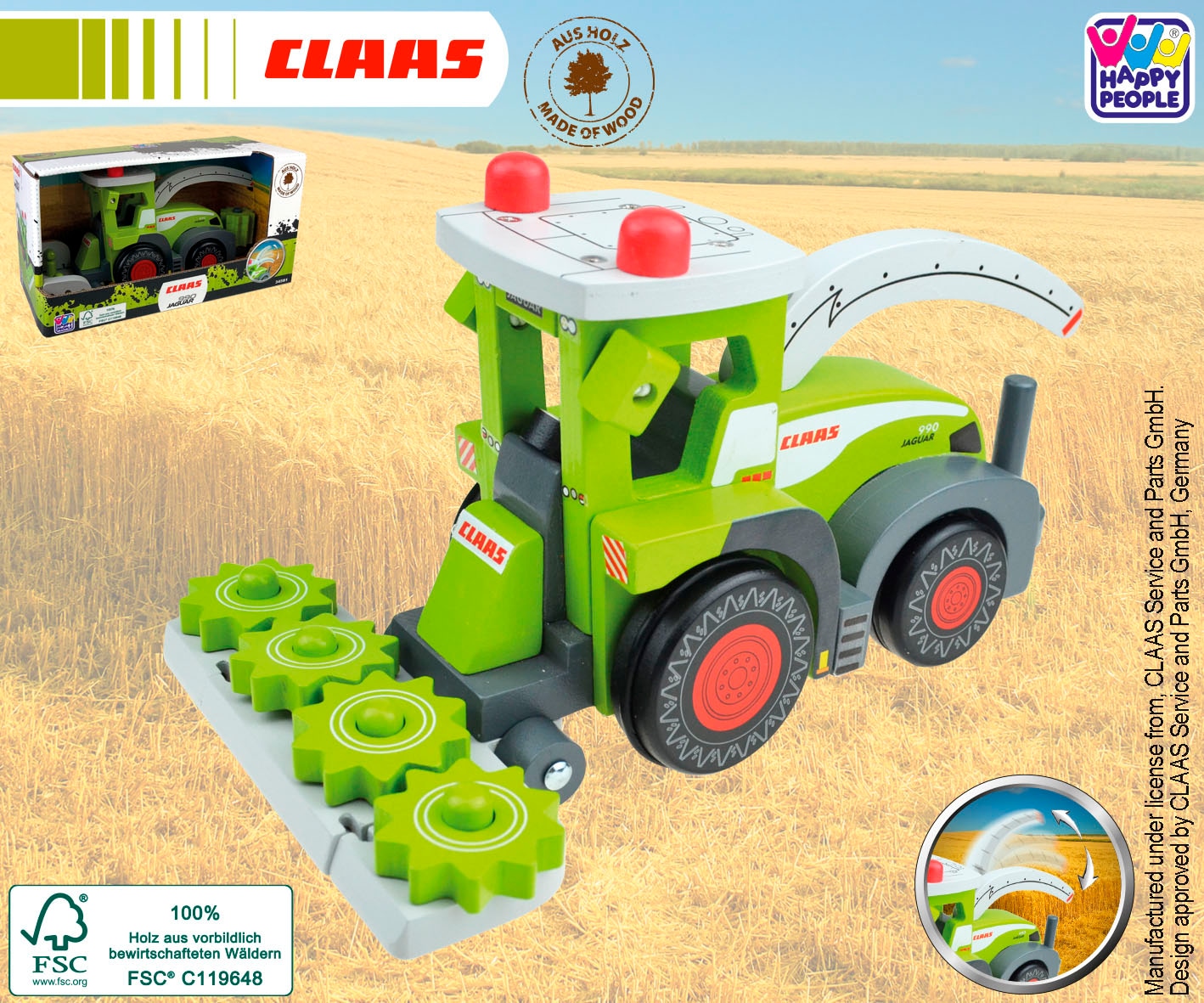 Happy People Spielzeug-Traktor »CLAAS Kids Jaguar 990 Feldhäcksler« aus Holz