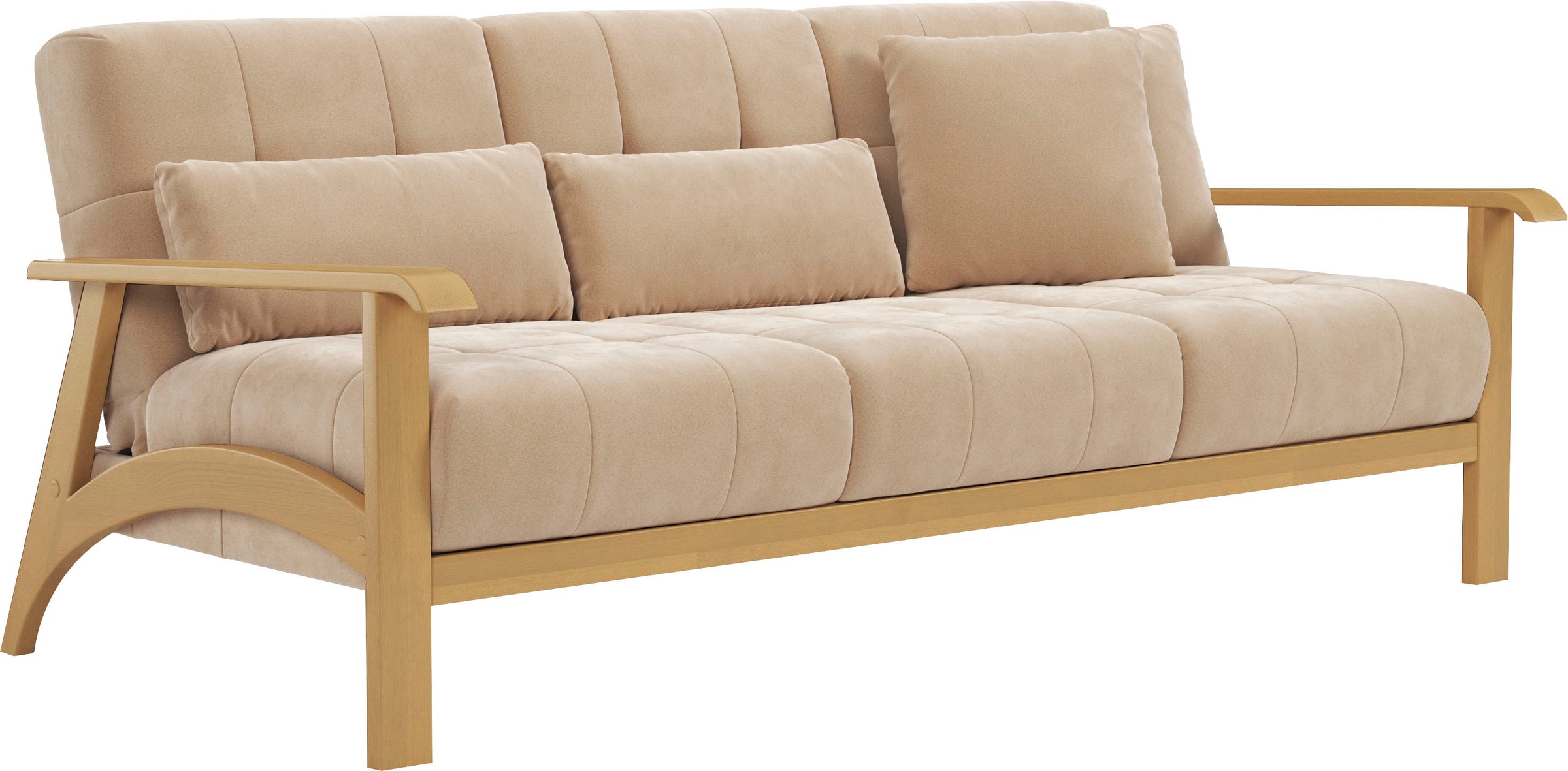 sit&more 3-Sitzer »Billund«, Armlehnen aus eichefarbigem Buchenholz, verschiedene Bezüge und Farben