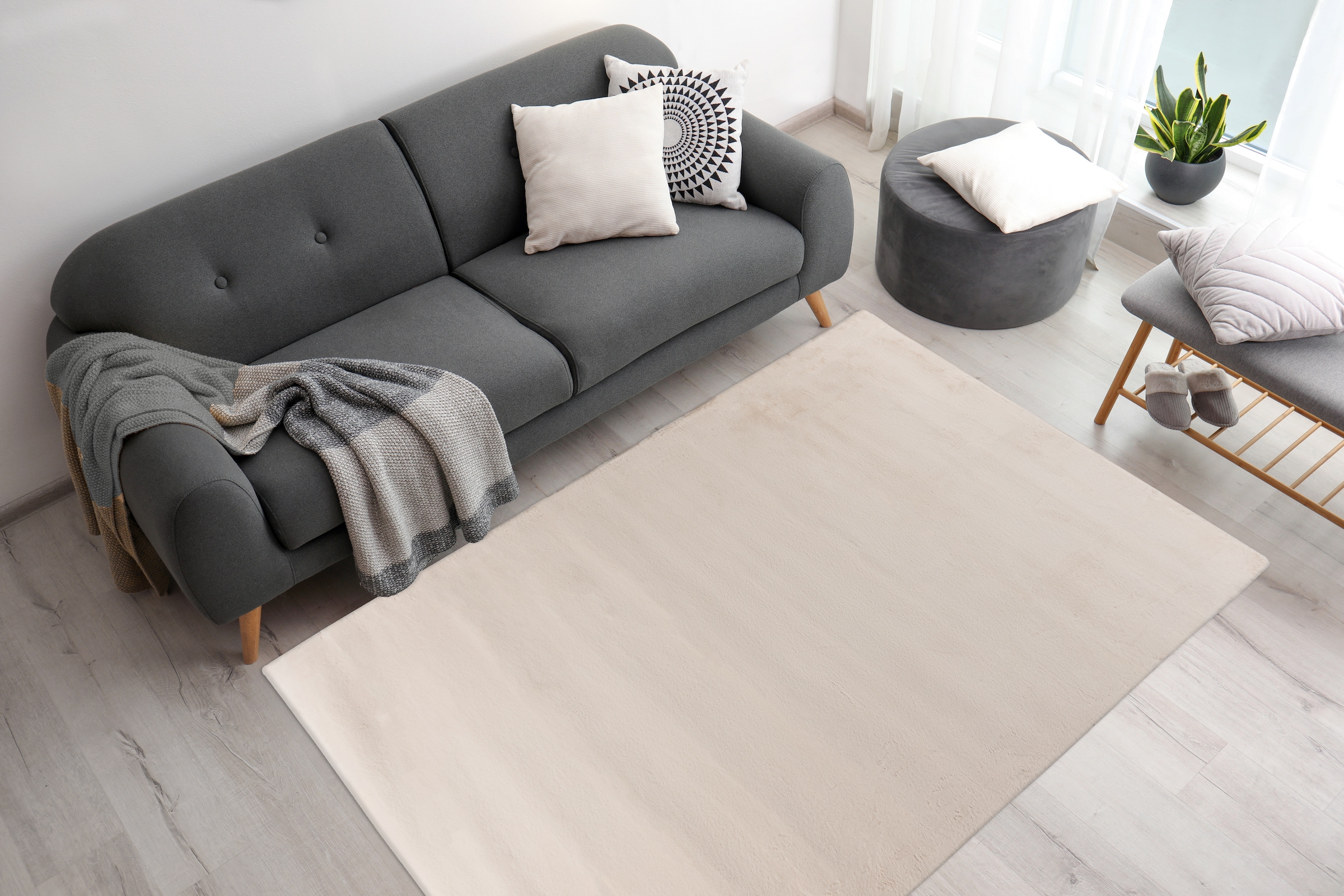 me gusta Teppich »Rabbit Prime 125«, rechteckig, 18 mm Höhe, Kaninchenfell Haptik, flauschig weich, geeignet für Fussbodenheizung