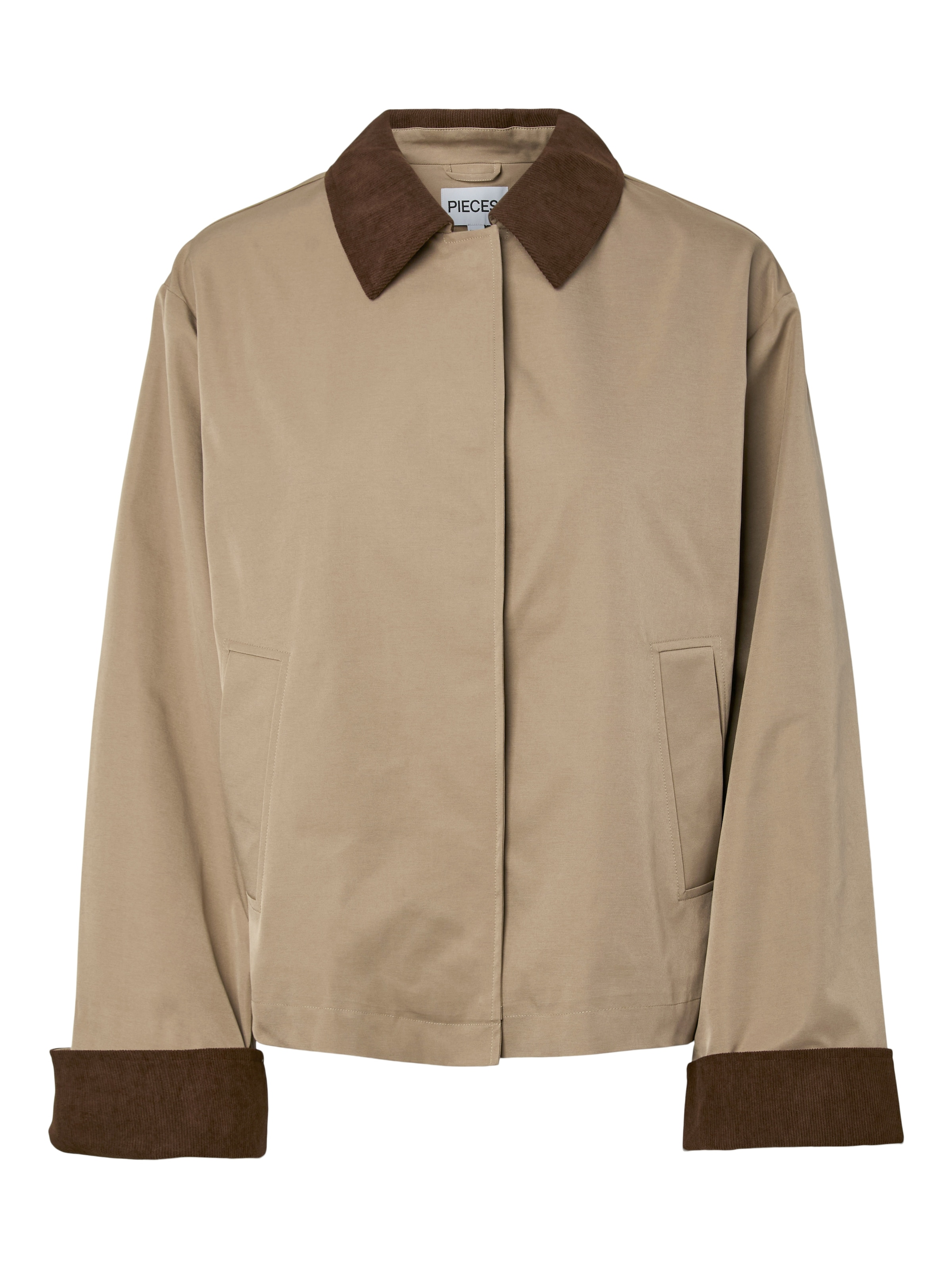 pieces Veste courte »PCJORMA SHORT LIGHT JACKET NOOS BC« avec col et bordures contrastants