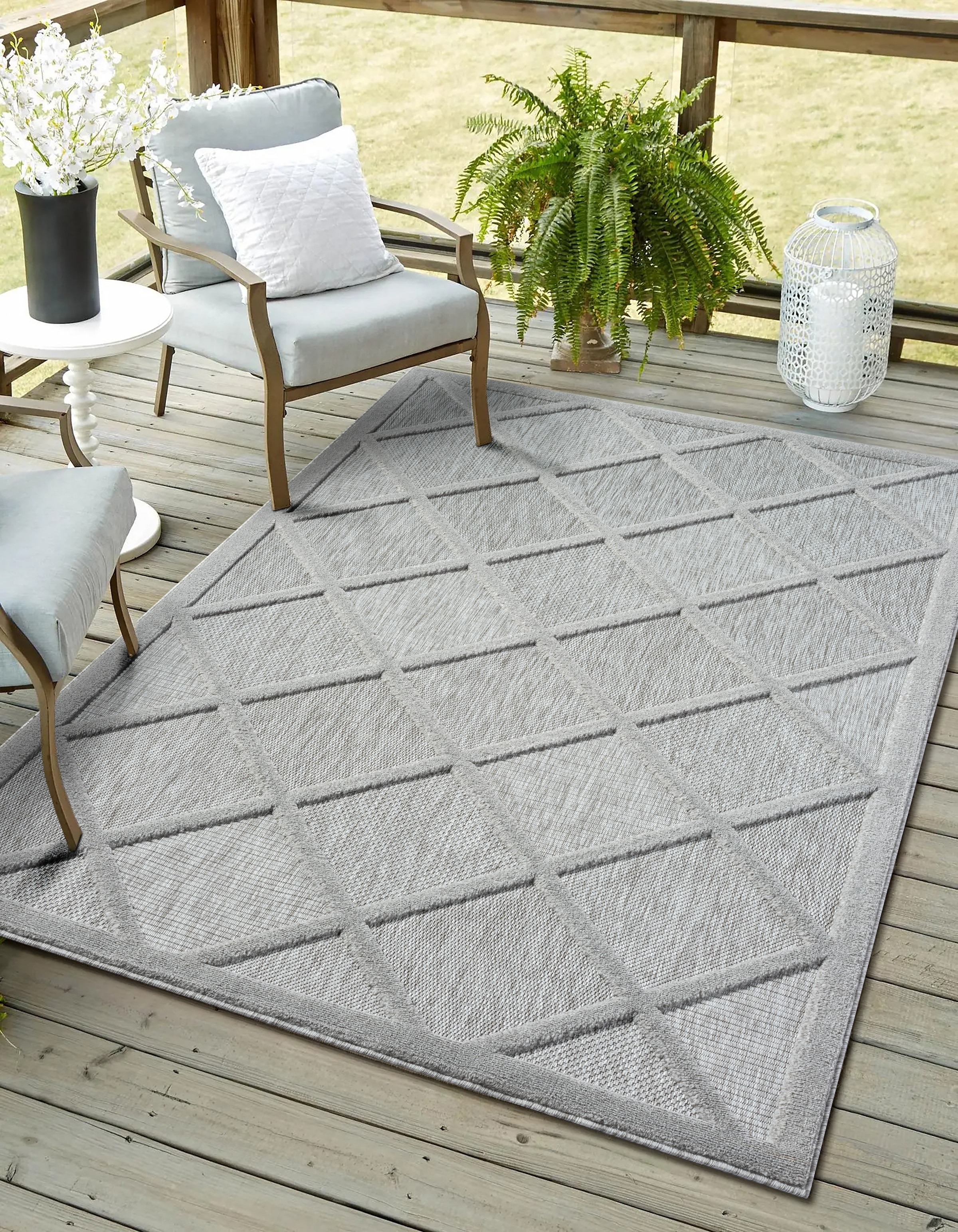 Image of Myflair Möbel & Accessoires Teppich "Amara, LAGERRÄUMUNG" rechteckig 8 mm Höhe Uni Farben, Hoch-Tief Effekt, Outdoor geeignet, Balkon, Terrasse