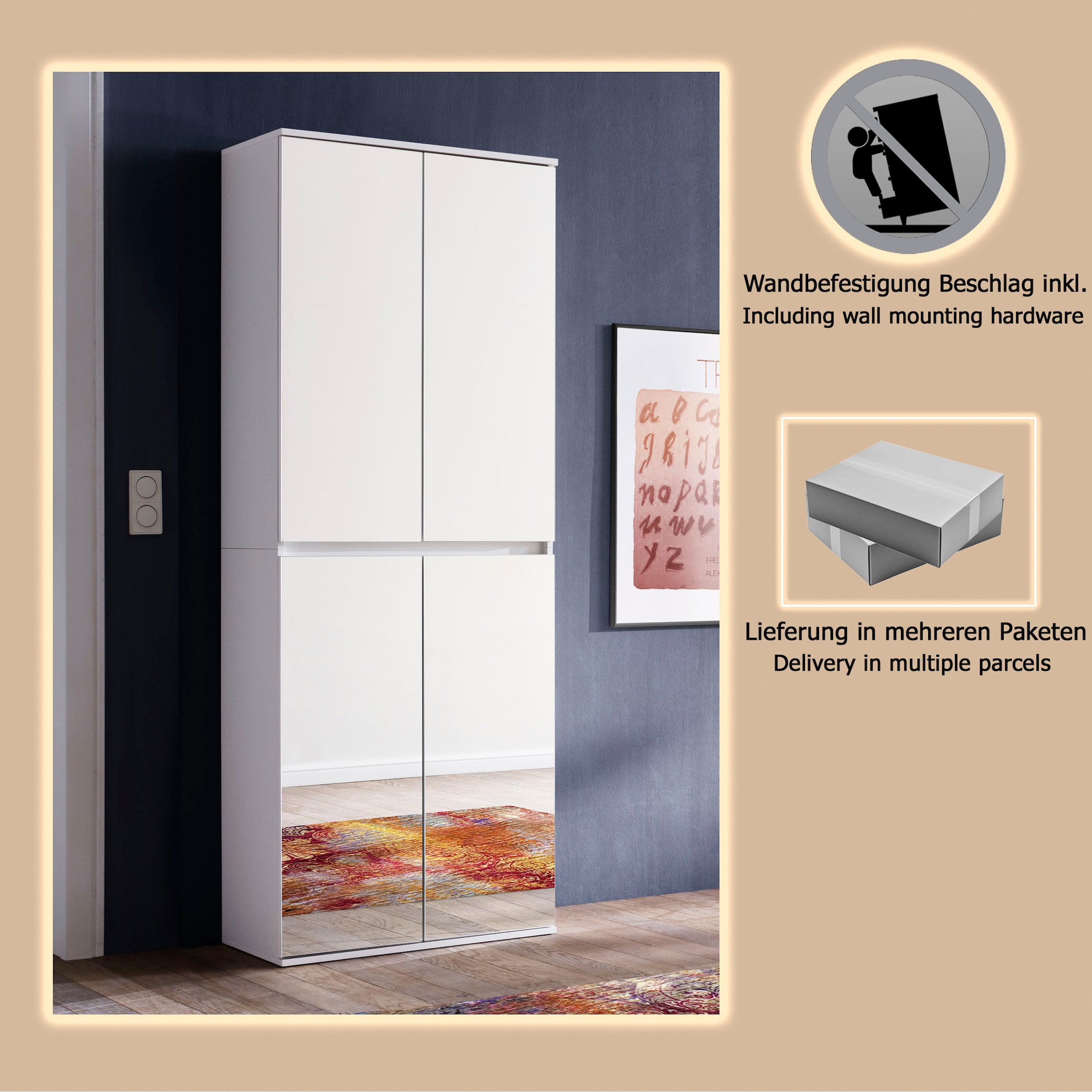 INOSIGN Armoire vestiaire »Malcesine« Garderobenschrank mit 4 Türen - (B/T/H) 74/34/191 cm