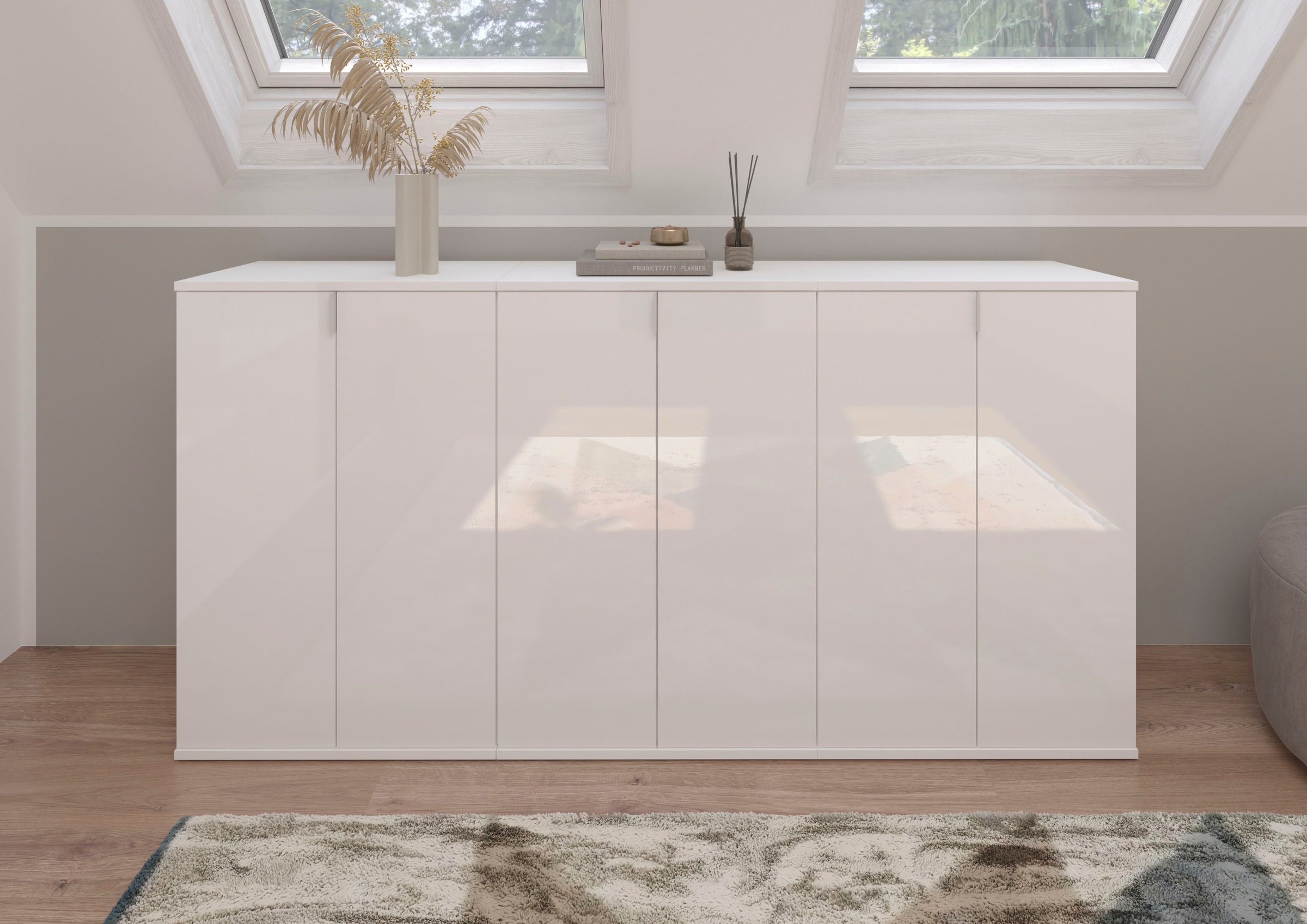 Home affaire Schuhkommode "Trondheim, Breite 61 cm, 2 Türen, 5 Einlegeböden, 6 Fächer" Garderobenkommode, Schuhschrank, Schuhkommode, Anrichte, Flurschrank