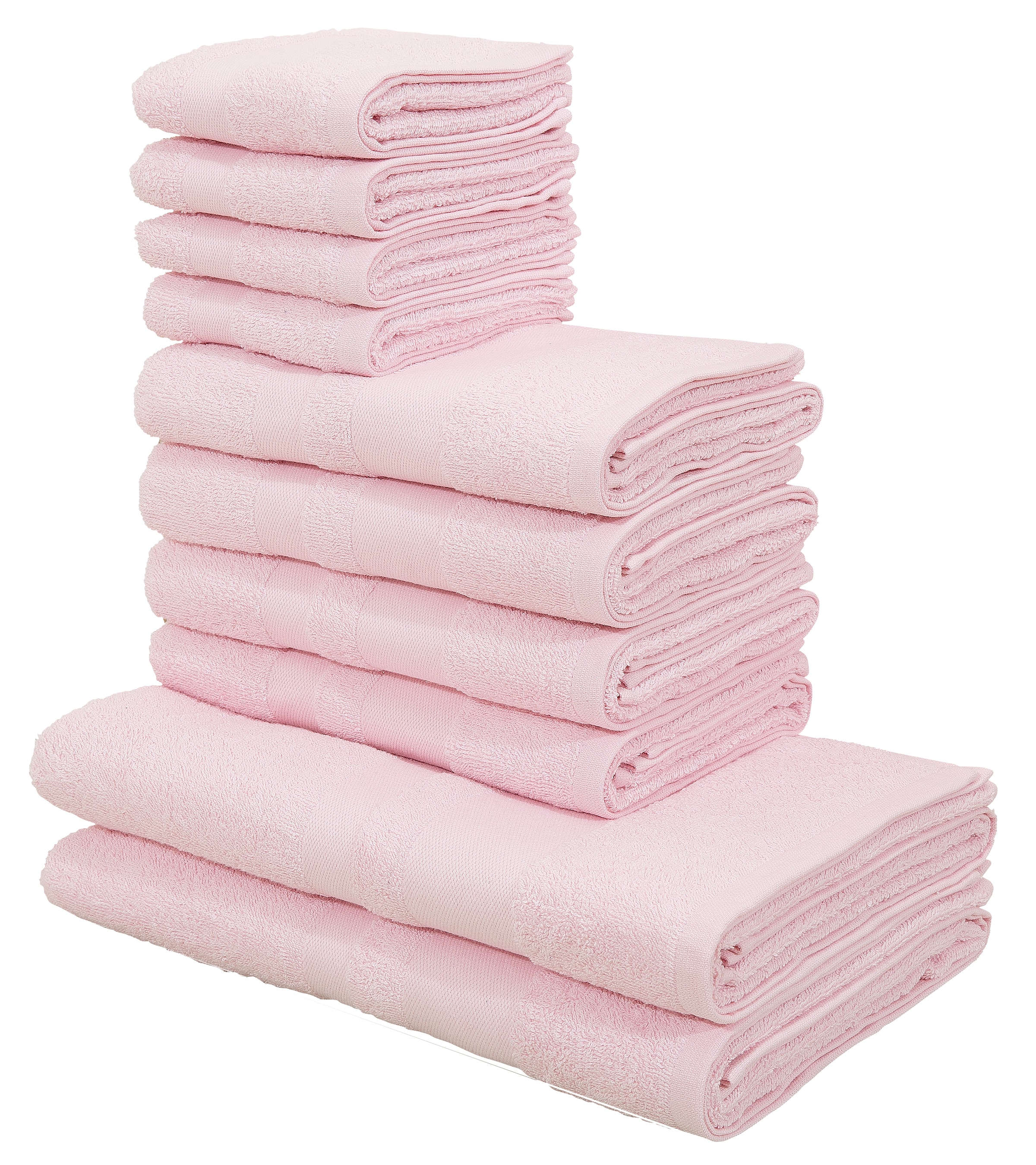 my home Handtuch Set tlg., Set, 100% Walkfrottee, einfarbiges Baumwolle Handtuch-Set 10 »Vanessa«, aus auf mit Bordüre, versandkostenfrei Handtücher