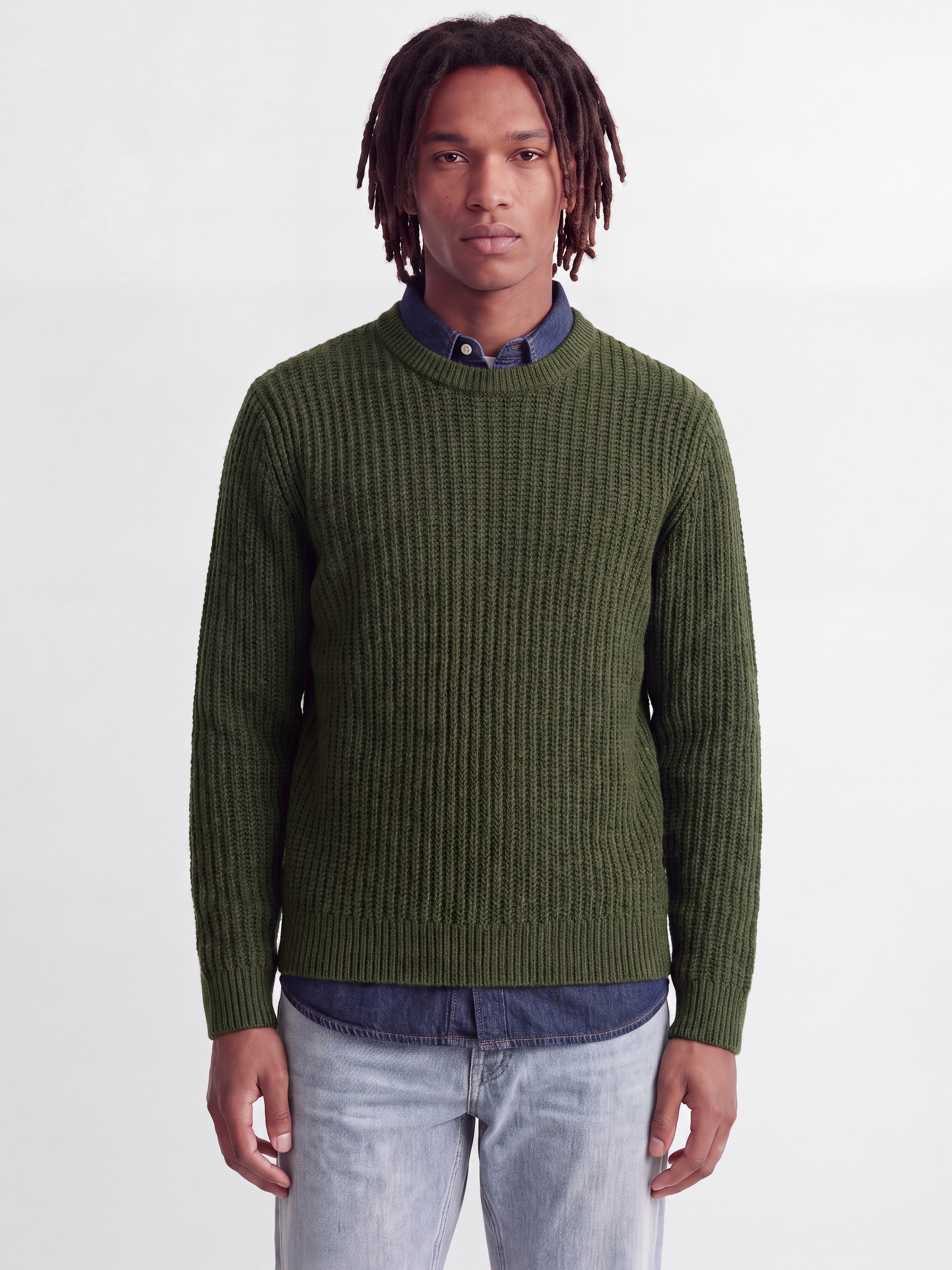Jack & Jones Pull à col rond »JJJAXON KNIT CREW NECK« Materialmix, normal geschnitten