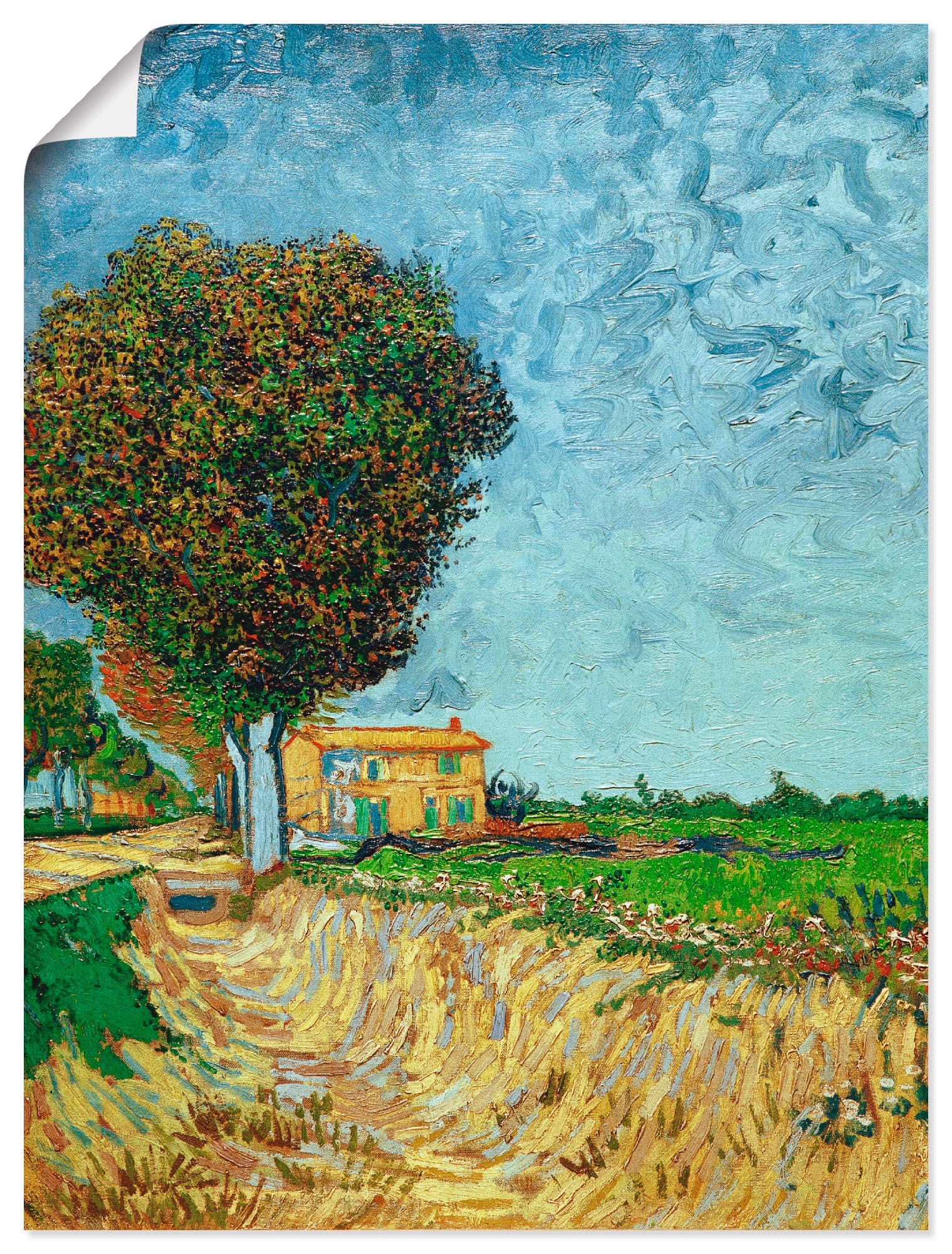 Image of Artland Wandbild »Allee bei Arles mit Häusern«, Felder, (1 St.), in vielen Grössen & Produktarten -Leinwandbild, Poster, Wandaufkleber / Wandtattoo auch für Badezimmer geeignet bei Ackermann Versand Schweiz