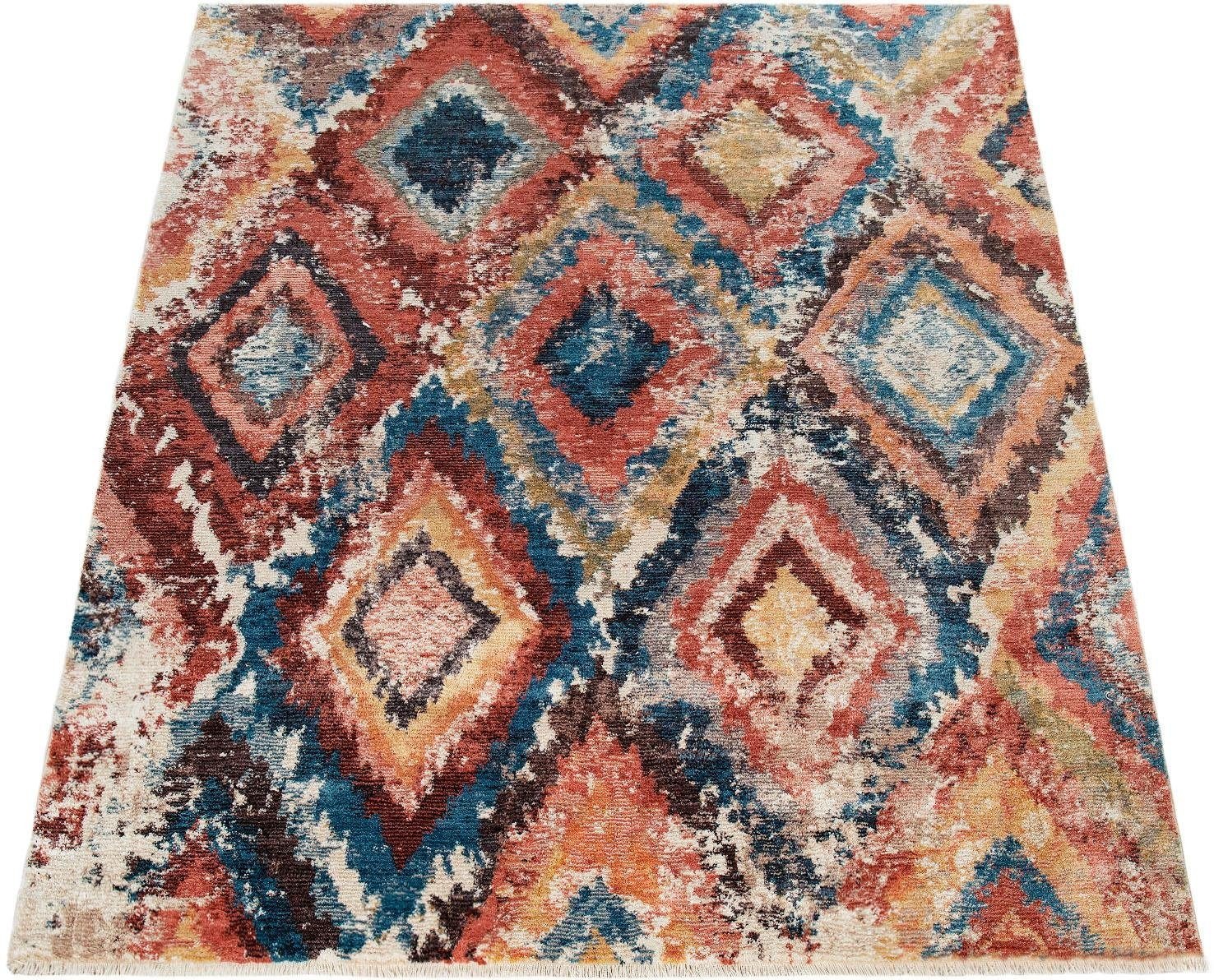 Image of Paco Home Teppich »Eternal 432«, rechteckig, 15 mm Höhe, Kurzflor, Rauten Muster, Vintage Design, mit Fransen, ideal im Wohnzimmer & Schlafzimmer bei Ackermann Versand Schweiz