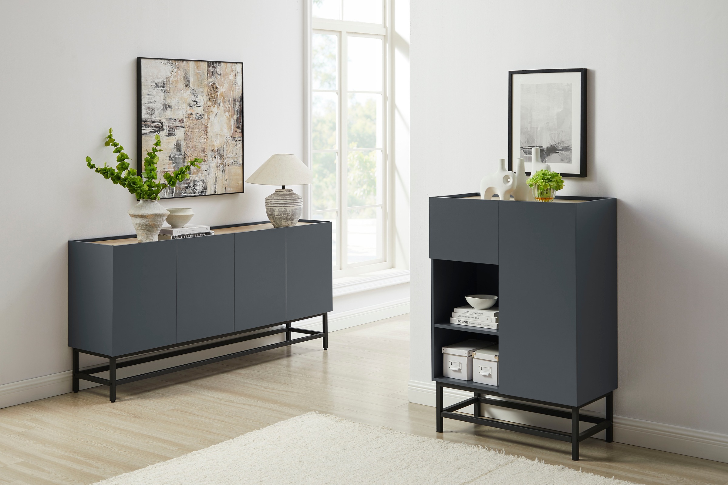 GOODproduct Sideboard »Azly« pflegeleichte Melaminoberfläche, Metallgestell, ABS-Kanten