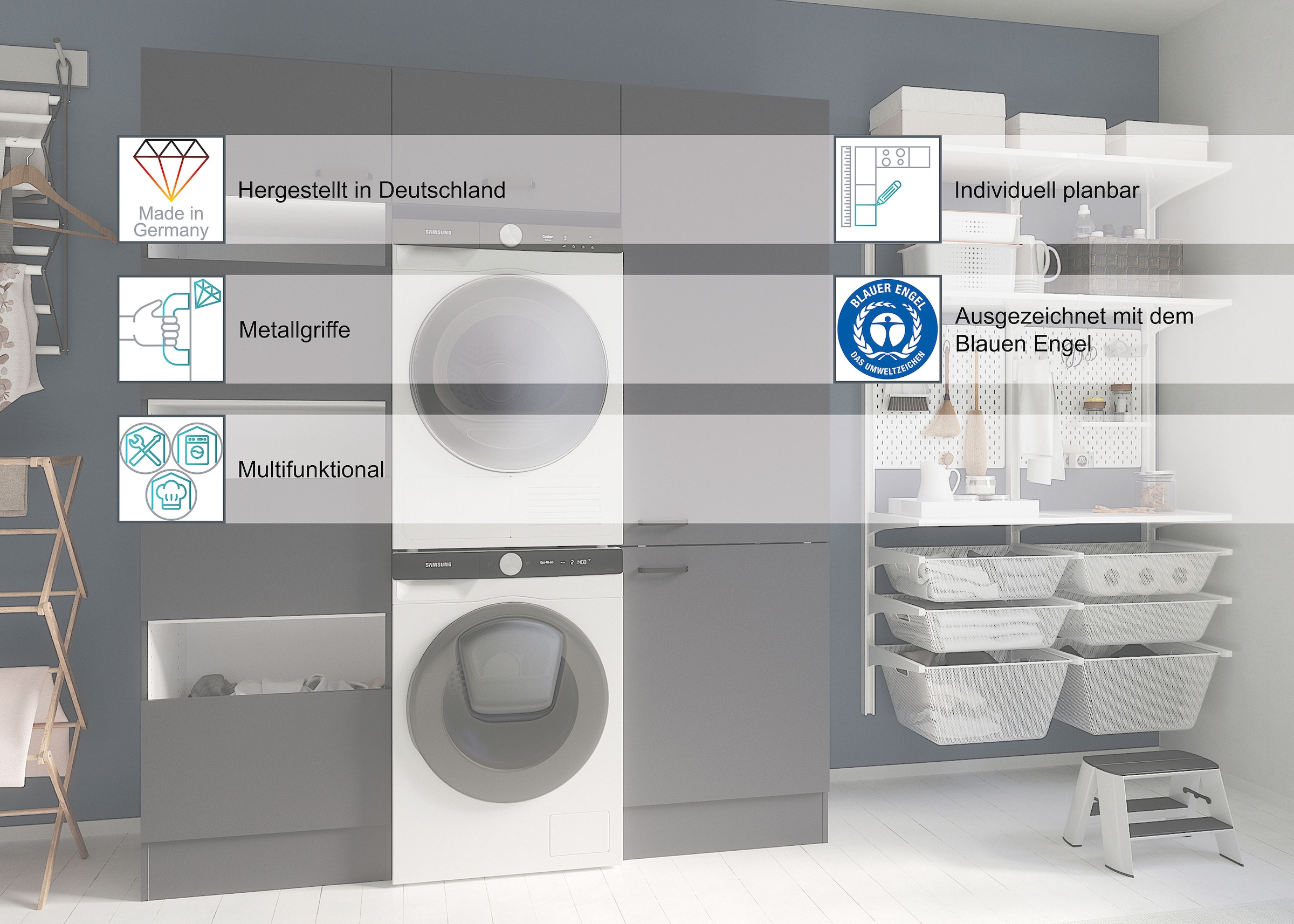 OPTIFIT Kitchenette »OPTImulti« Breite 300 cm, wahlweise mit E-Geräten und Edelstahlspüle