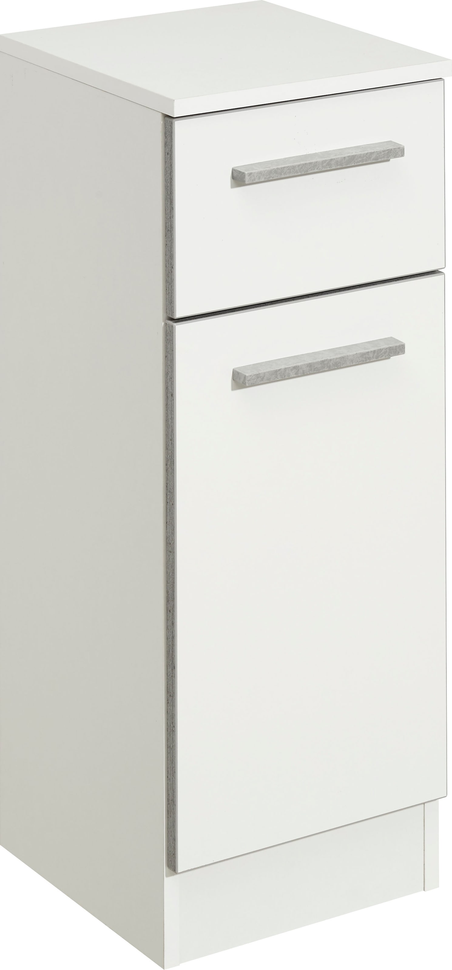 Image of Saphir Unterschrank "Quickset 953 Badschrank mit 1 Tür und 1 Schublade, 30 cm breit" Badezimmer-Unterschrank inkl. Türdämpfer, Griffe in Betonoptik
