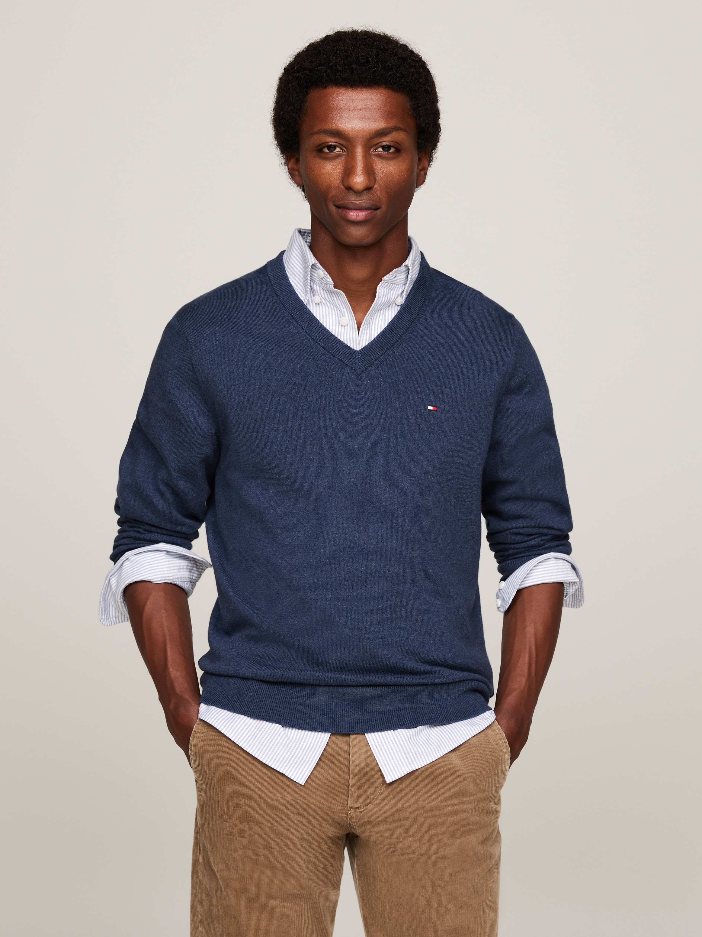 Tommy Hilfiger V-Ausschnitt-Pullover »PIMA ORG CTN CASHMERE V NECK«