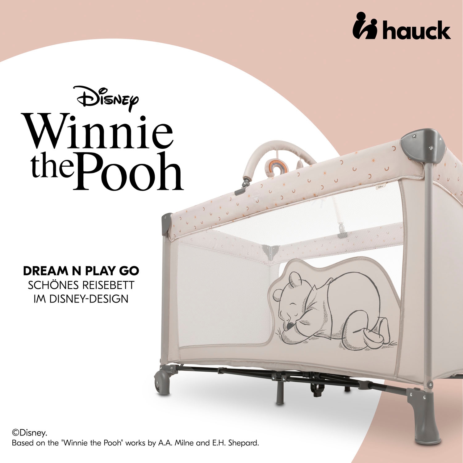 Hauck Lit de voyage pour bébé »Dream N Play Go, Pooh Rainbow, beige« inkl. Transporttasche