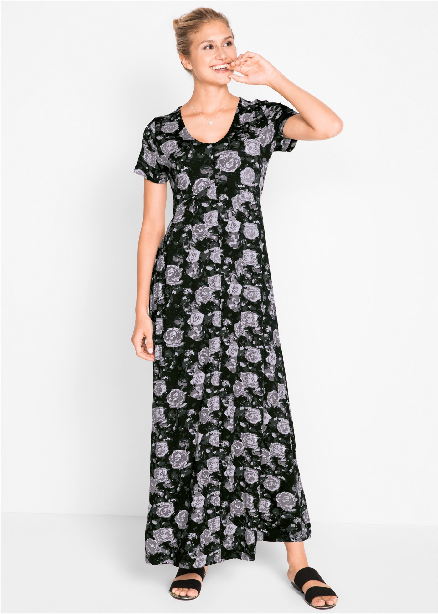 Image of bonprix Maxikleid für Festivals, aus Viskose, lockerer Schnitt, mit kurzem Arm