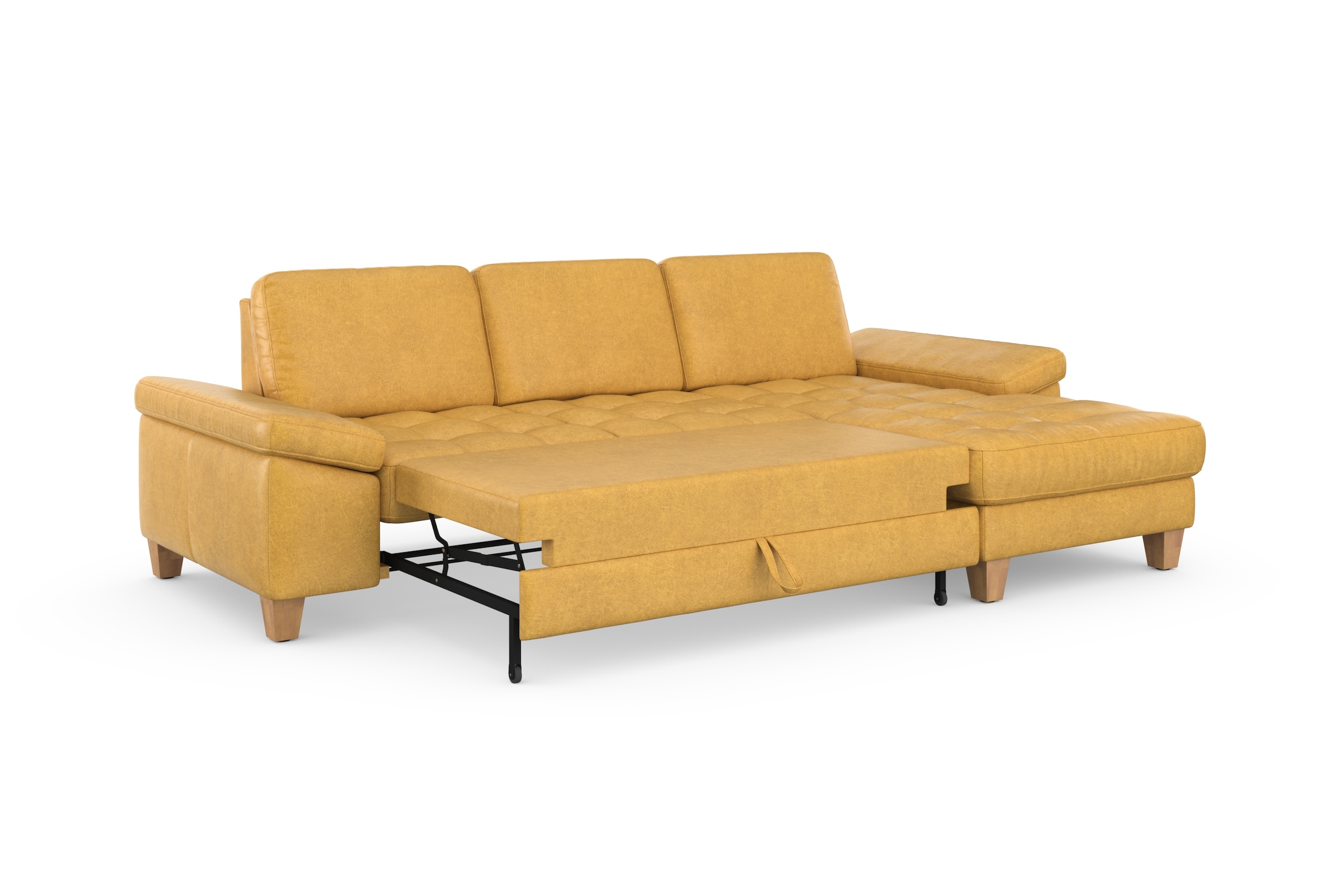 sit&more Ecksofa »Westham L-Form«, mit Recamiere, mit oder ohne Bettfunktion, Bettkasten, Füsse Eiche